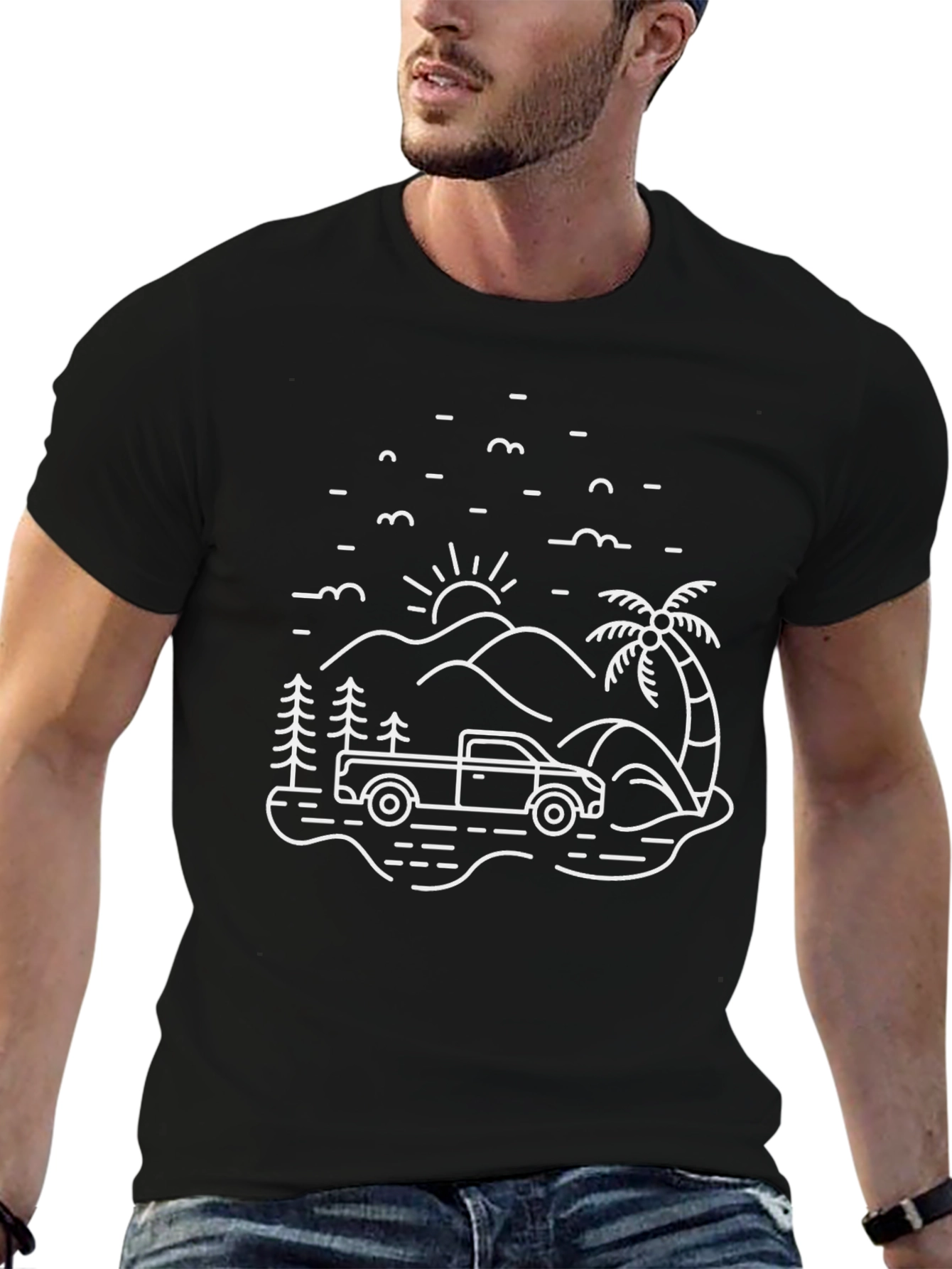 Adventure Truck Graphic Tee - Black Cotton T-Shirt