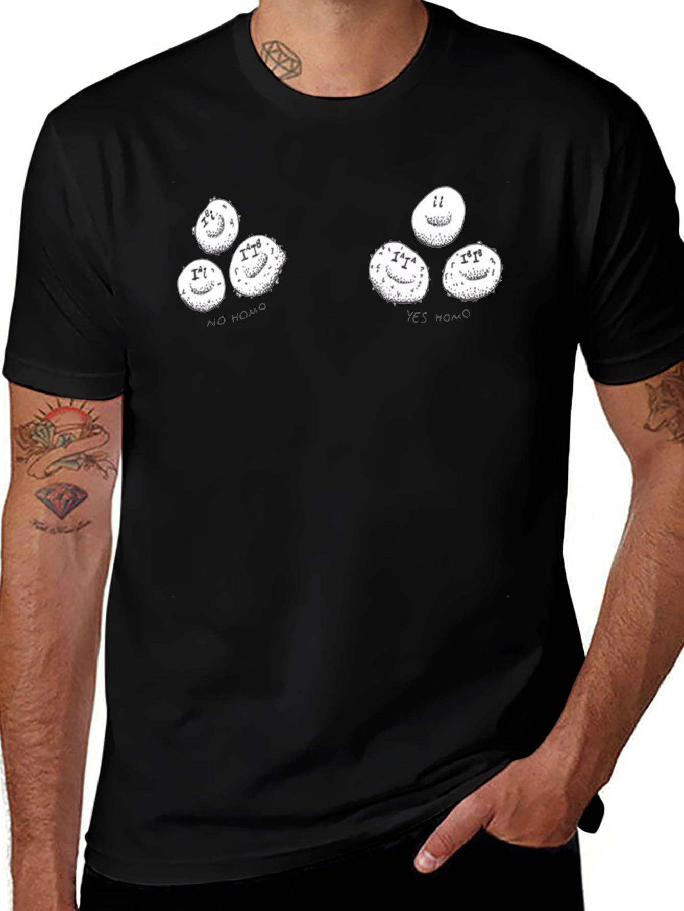 Humorous Yes Homo & No Homo Graphic T-Shirt