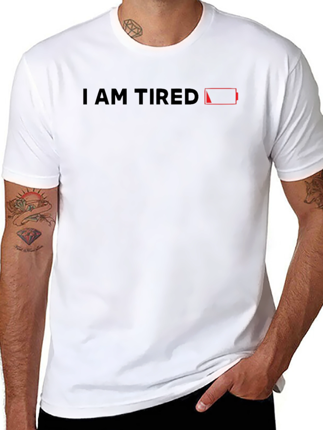 I Am Tired Graphic Tee - Low Battery T-Shirt
