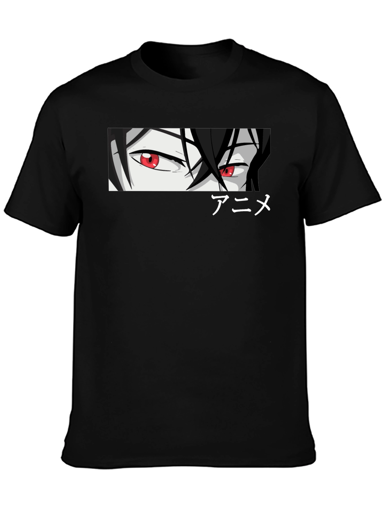 Anime Eyes Graphic Black T-Shirt