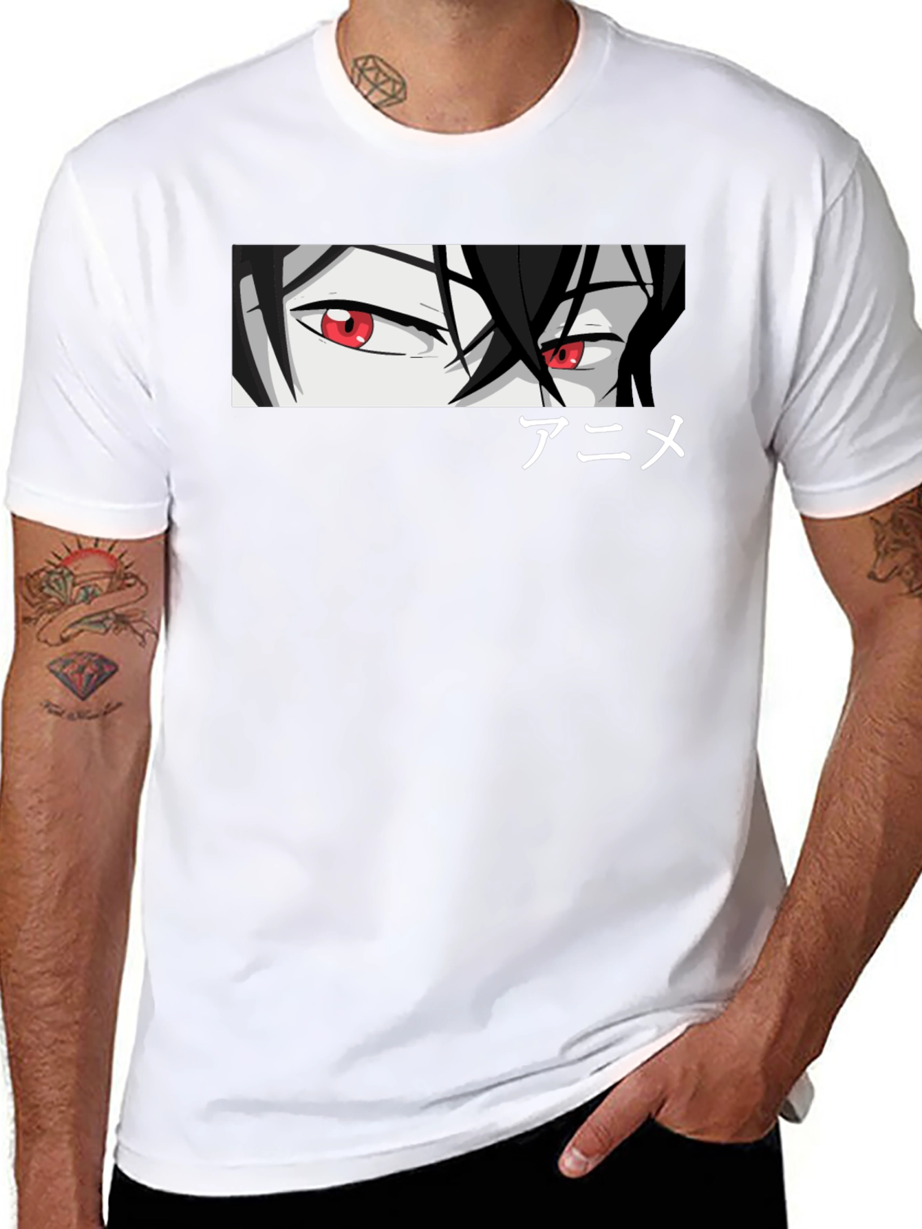 Anime Eyes Graphic Black T-Shirt