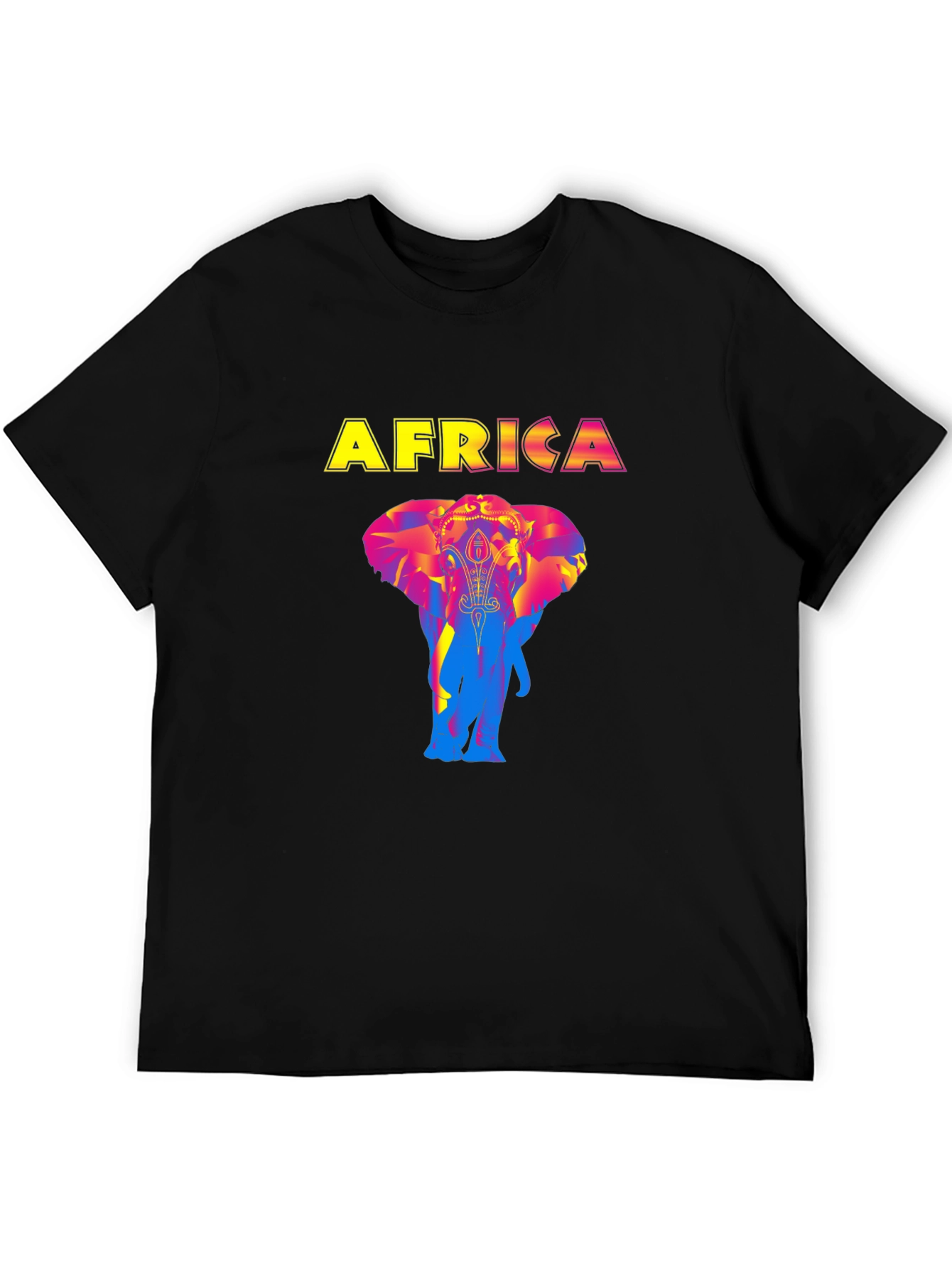Africa Elephant Graphic Print Black T-Shirt