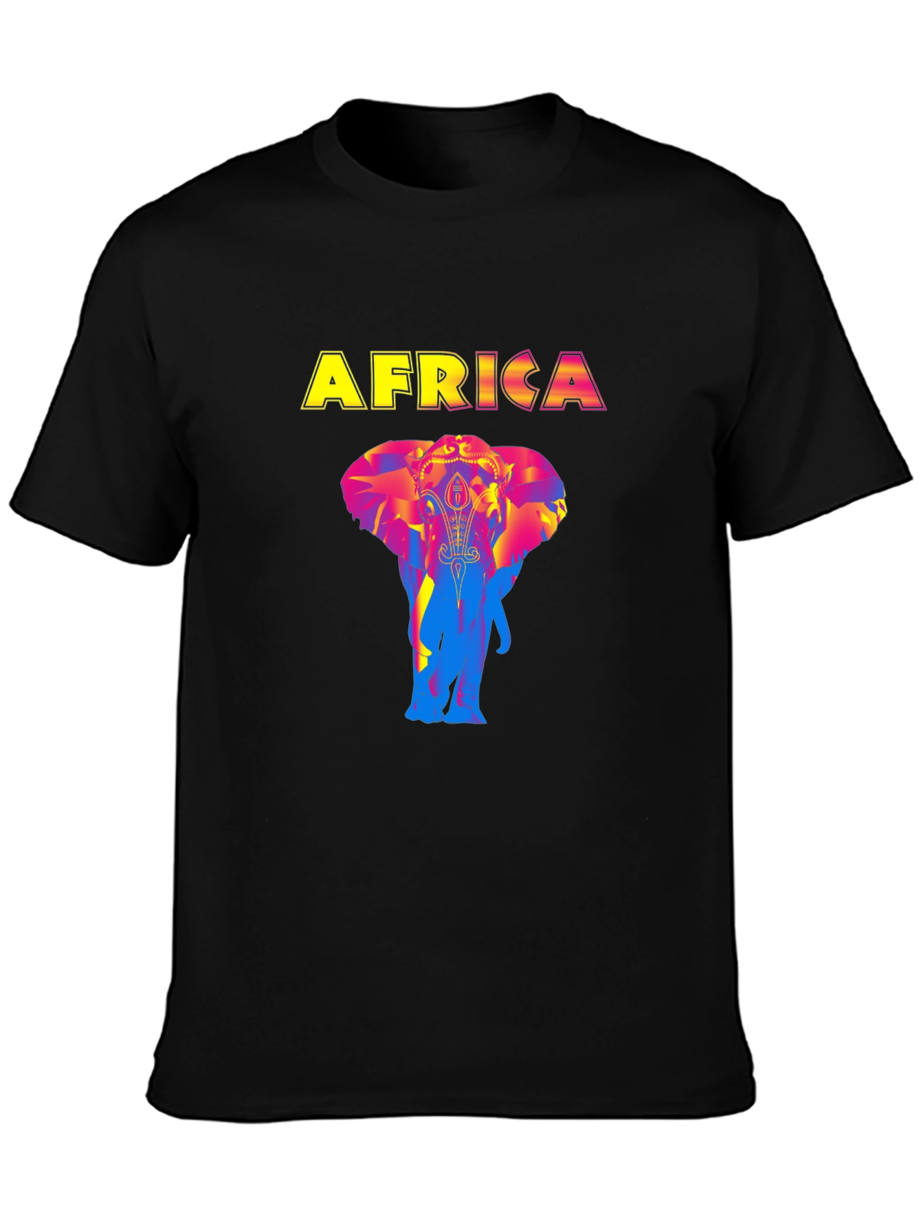 Africa Elephant Graphic Print Black T-Shirt