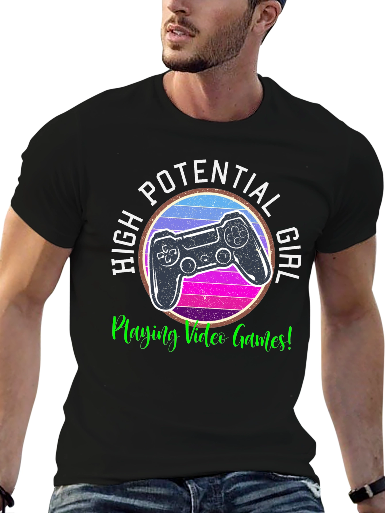 High Potential Gamer Girl Black T-Shirt