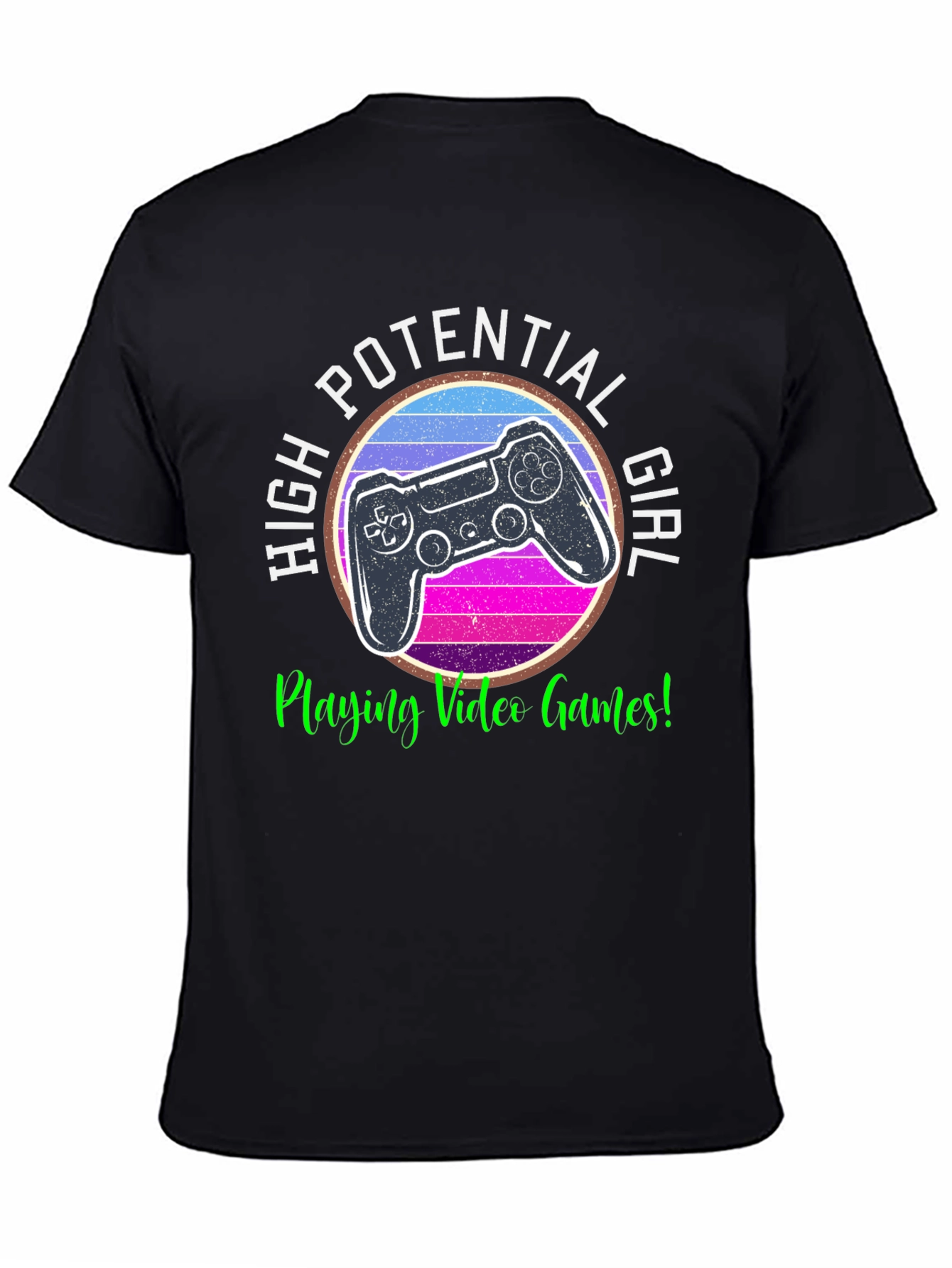 High Potential Gamer Girl Black T-Shirt
