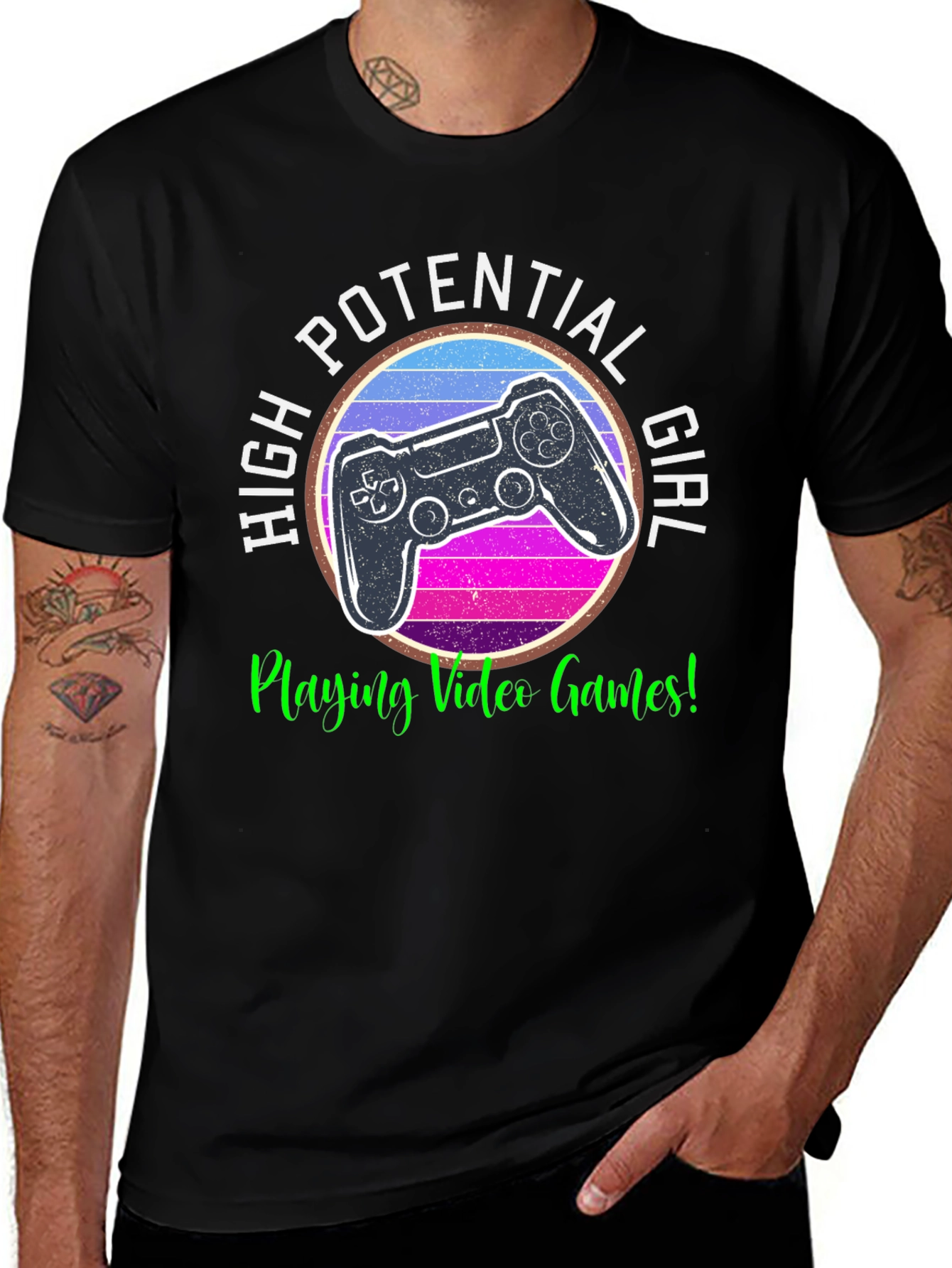 High Potential Gamer Girl Black T-Shirt