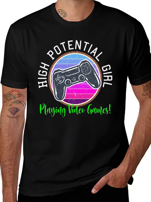 High Potential Gamer Girl Black T-Shirt