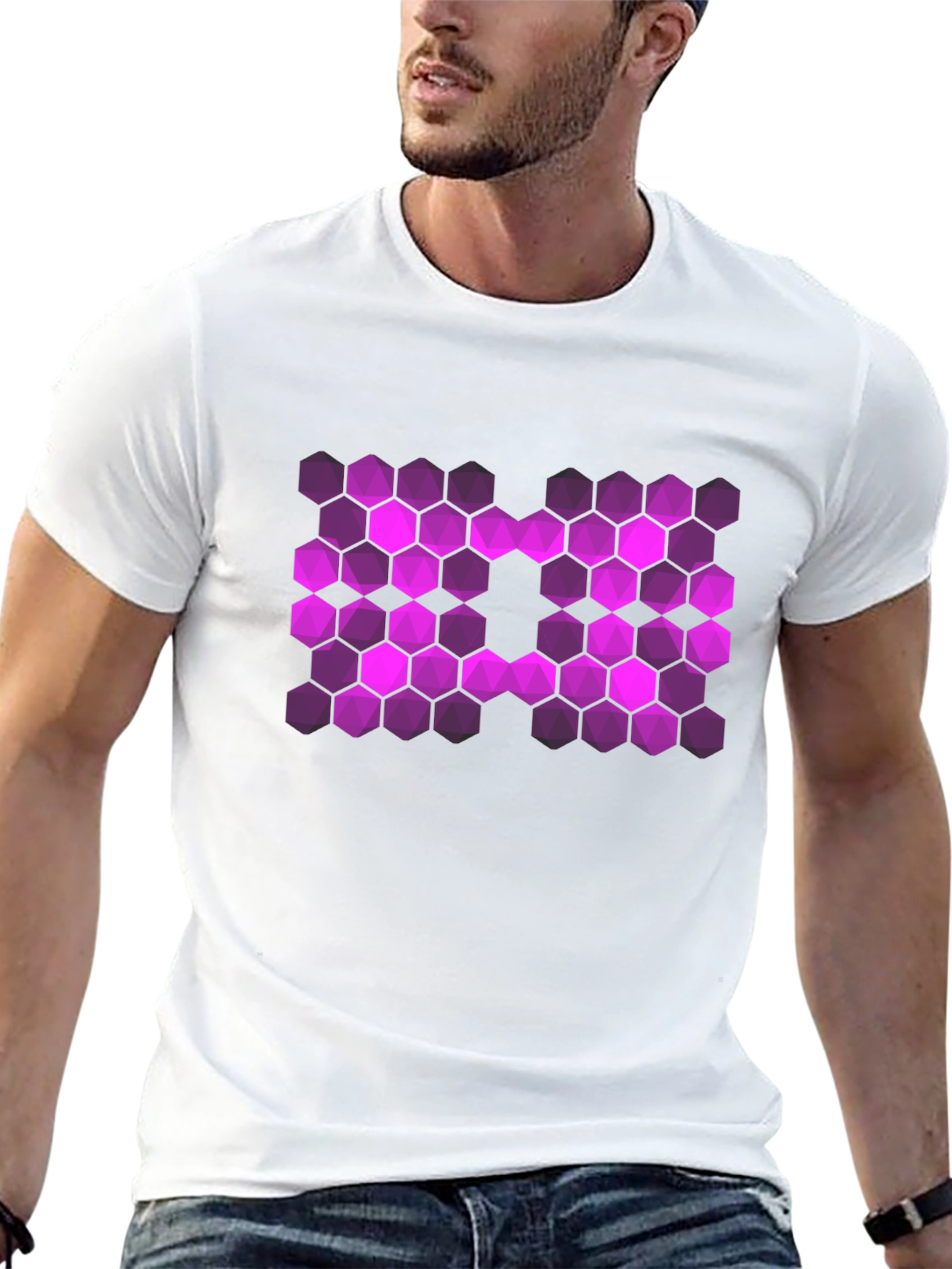 Hex Pattern T-Shirt - Bold Graphic Tee