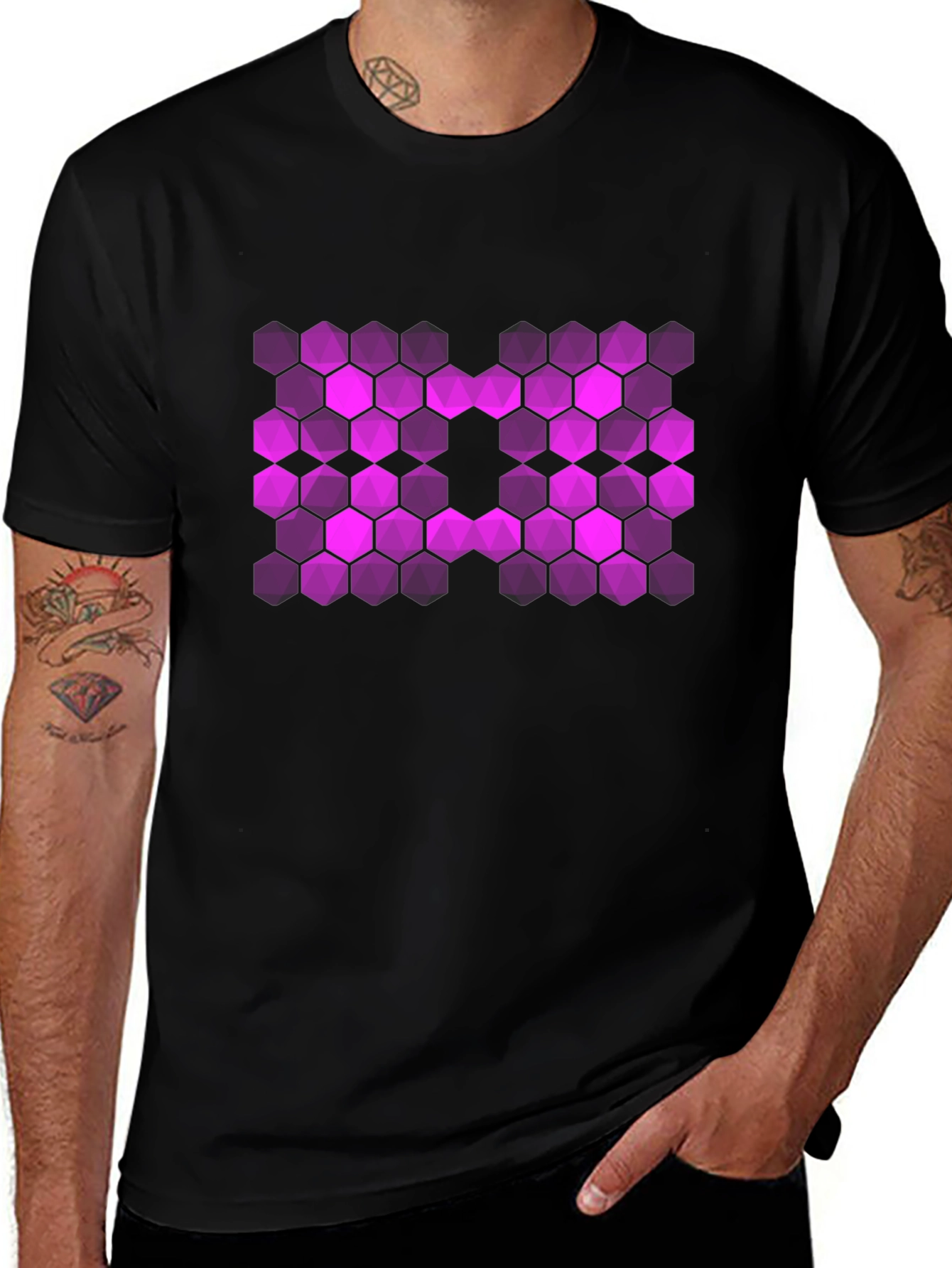 Hex Pattern T-Shirt - Bold Graphic Tee
