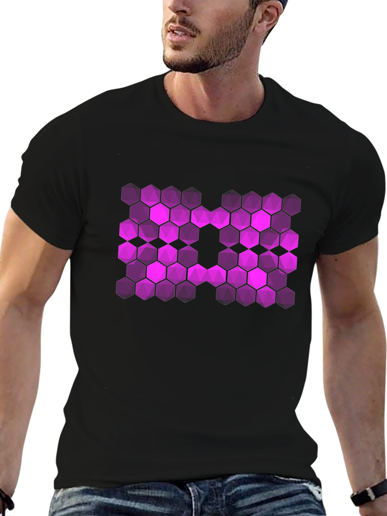Hex Pattern T-Shirt - Bold Graphic Tee