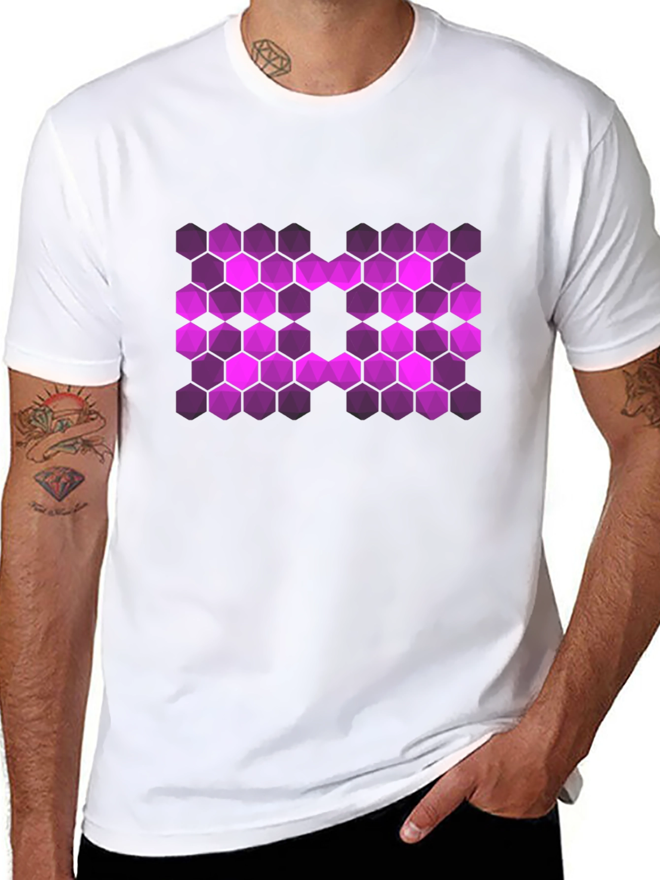 Hex Pattern T-Shirt - Bold Graphic Tee