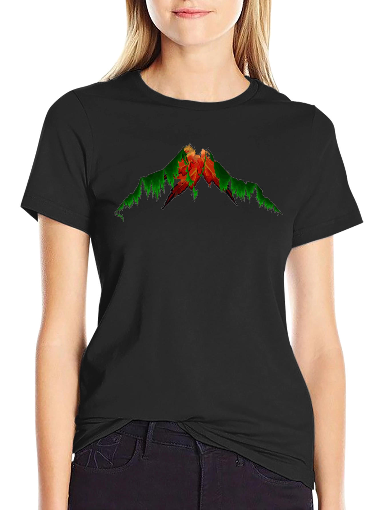 Abstract Mountain Graphic Tee - Black