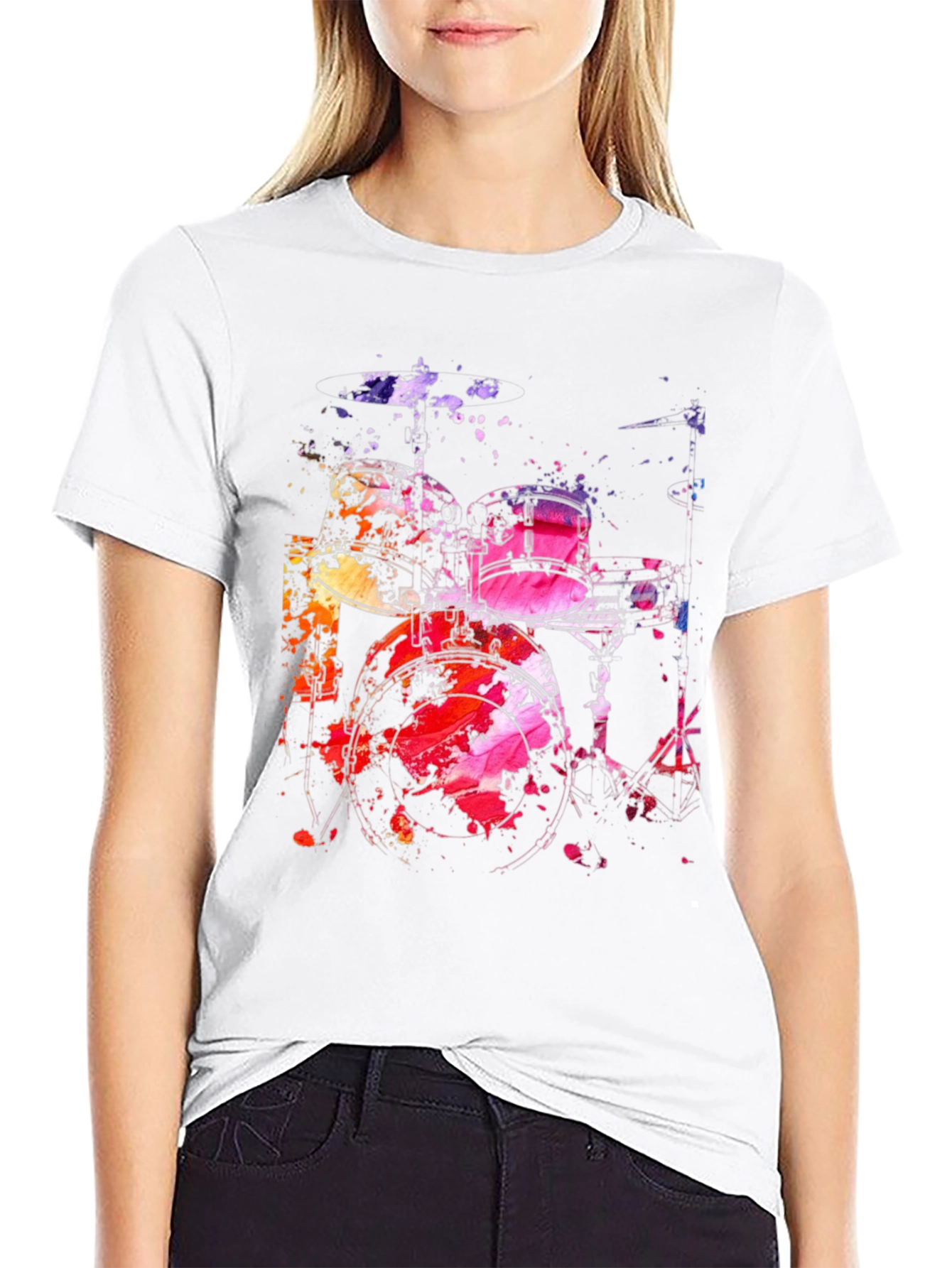 Abstract Drum Set Graphic Tee - Mens Black T-Shirt
