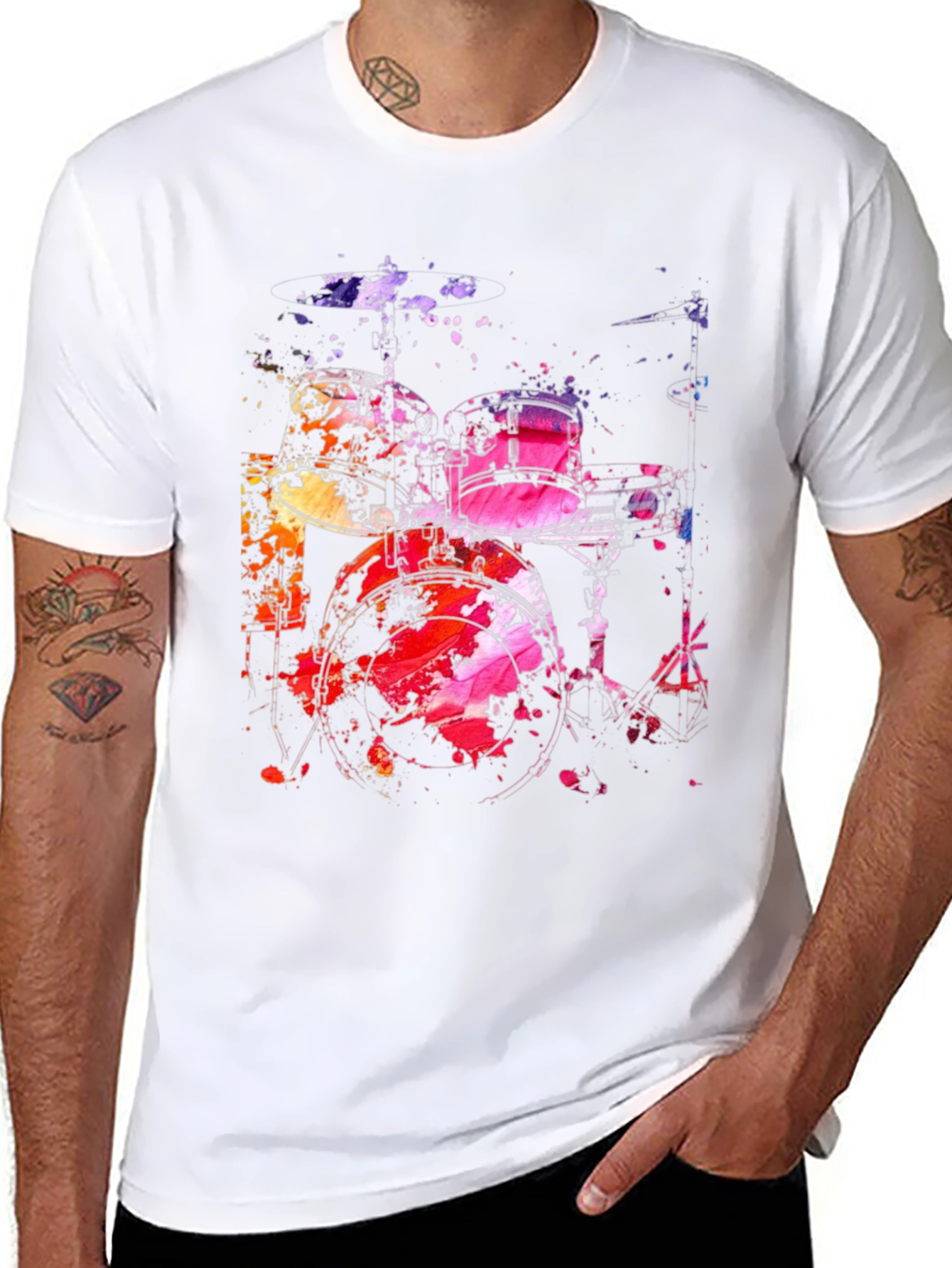 Abstract Drum Set Graphic Tee - Mens Black T-Shirt