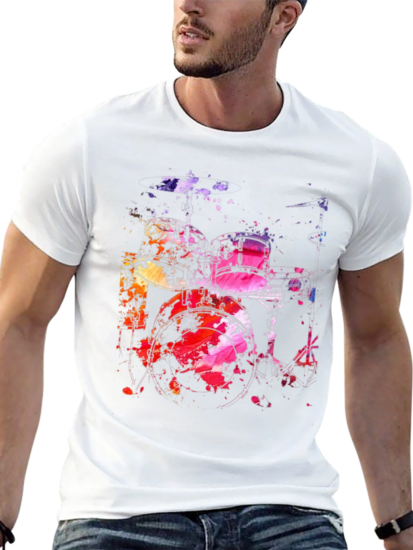 Abstract Drum Set Graphic Tee - Mens Black T-Shirt