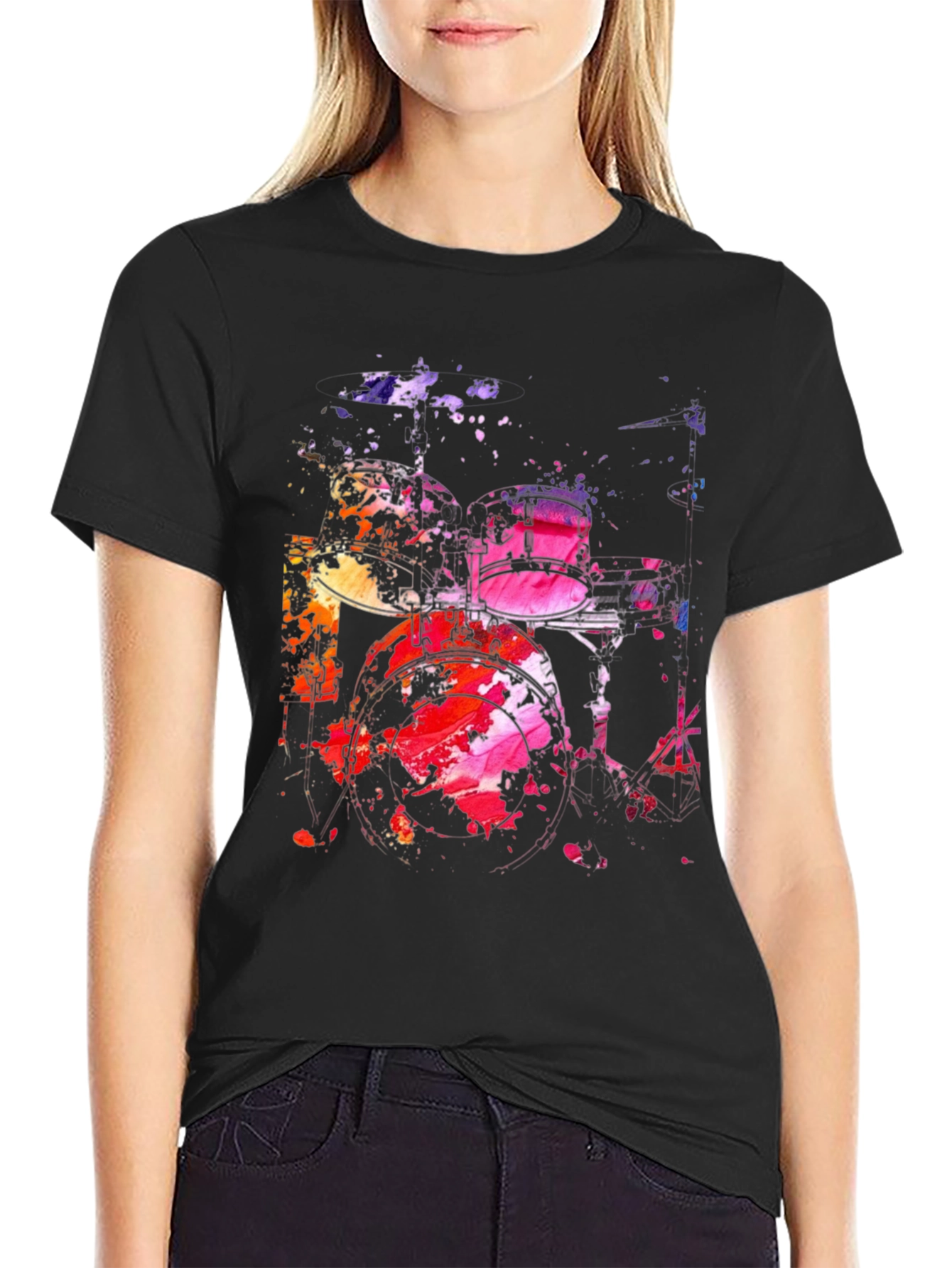 Abstract Drum Set Graphic Tee - Mens Black T-Shirt