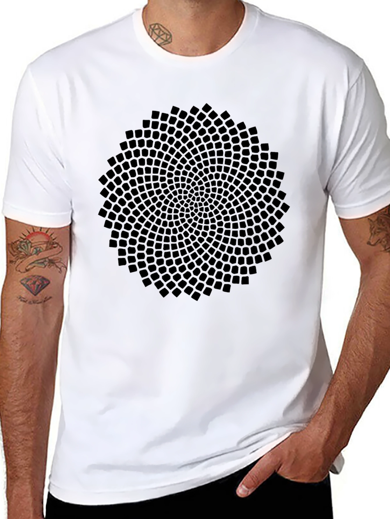 Abstract Geometric Print Black T-Shirt