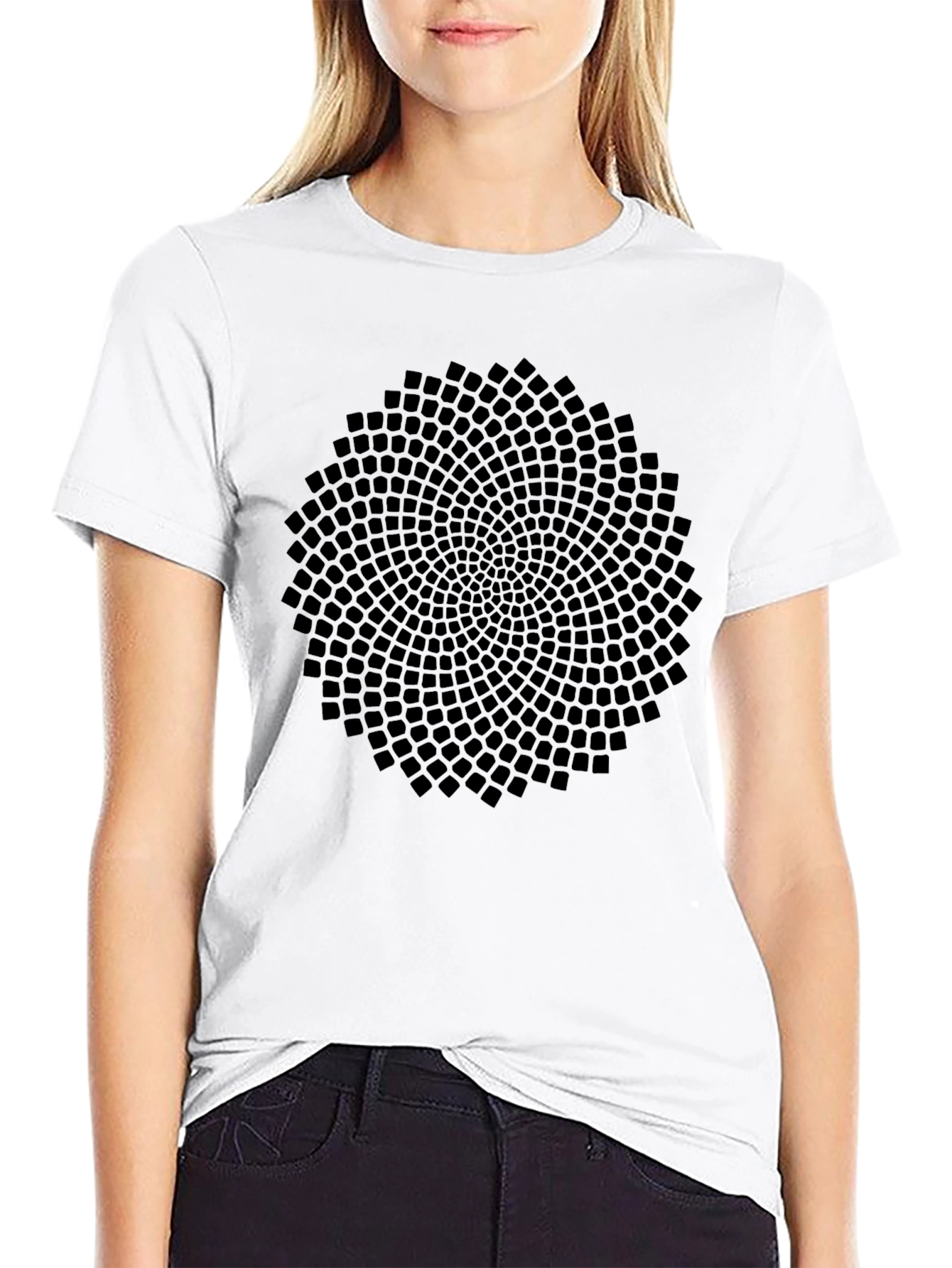 Abstract Geometric Print Black T-Shirt