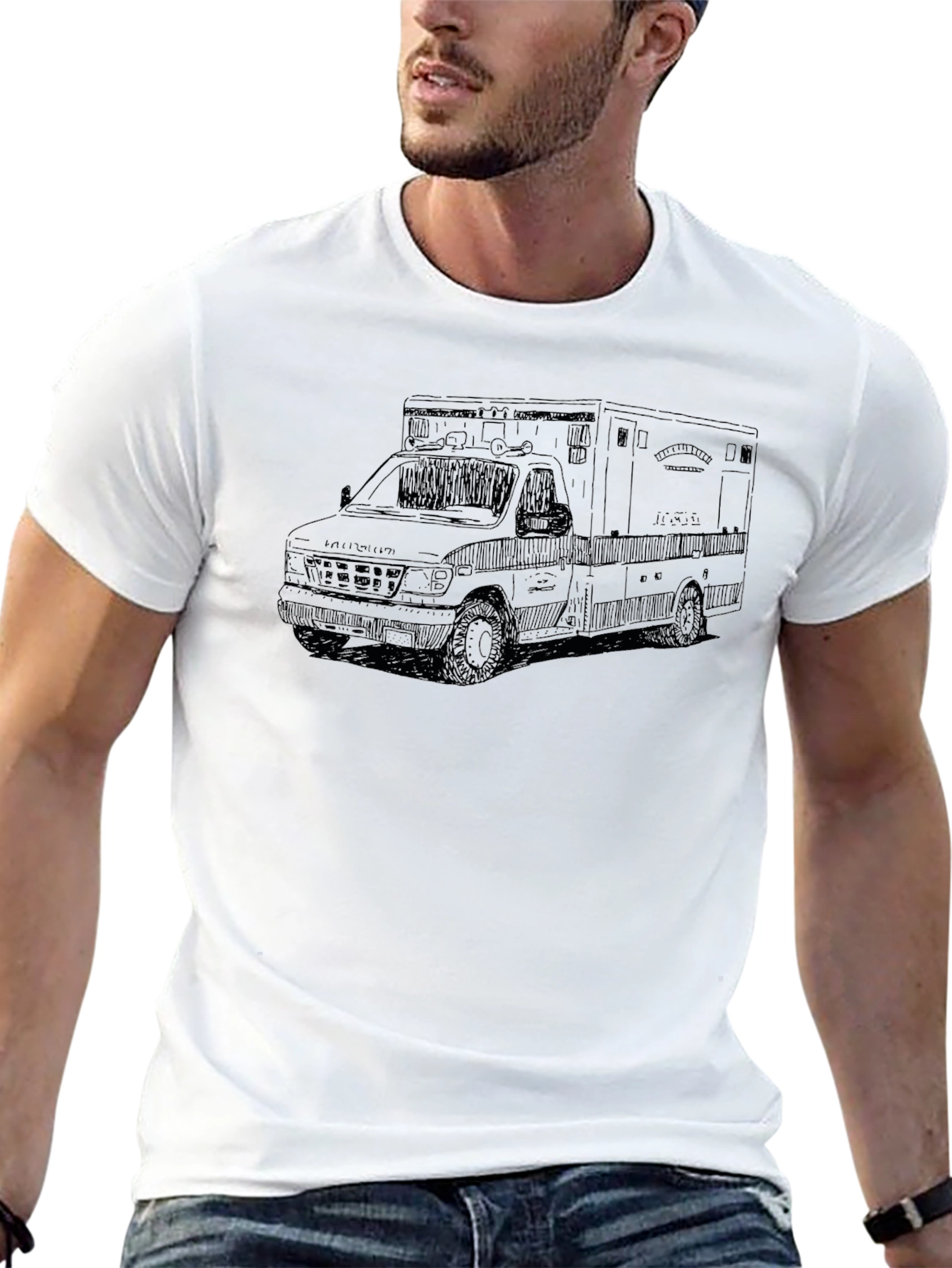 Ambulance Sketch Graphic Tee - Black