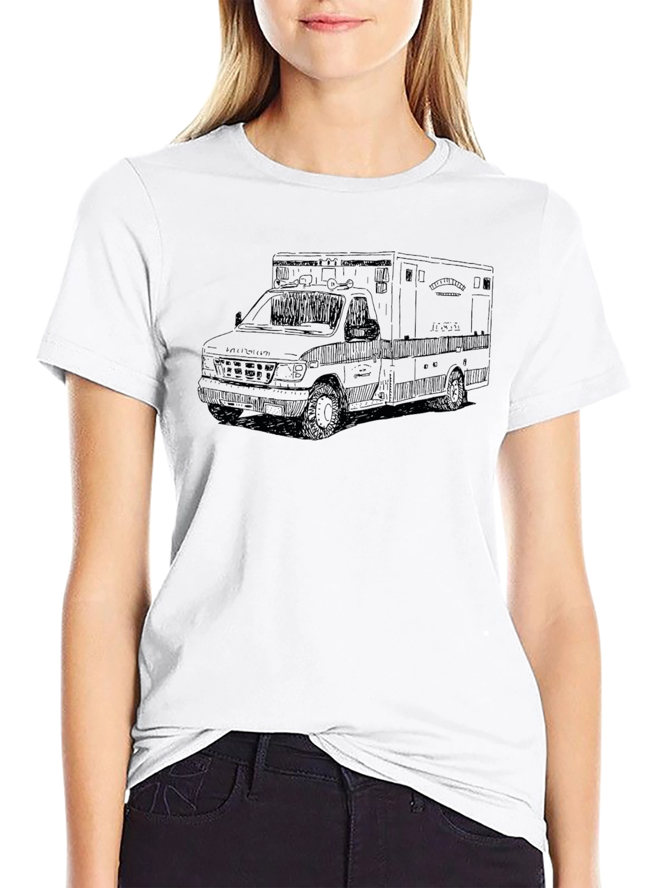 Ambulance Sketch Graphic Tee - Black