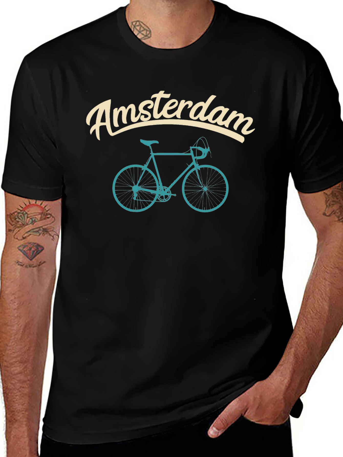 Amsterdam Bike Graphic T-Shirt - Black