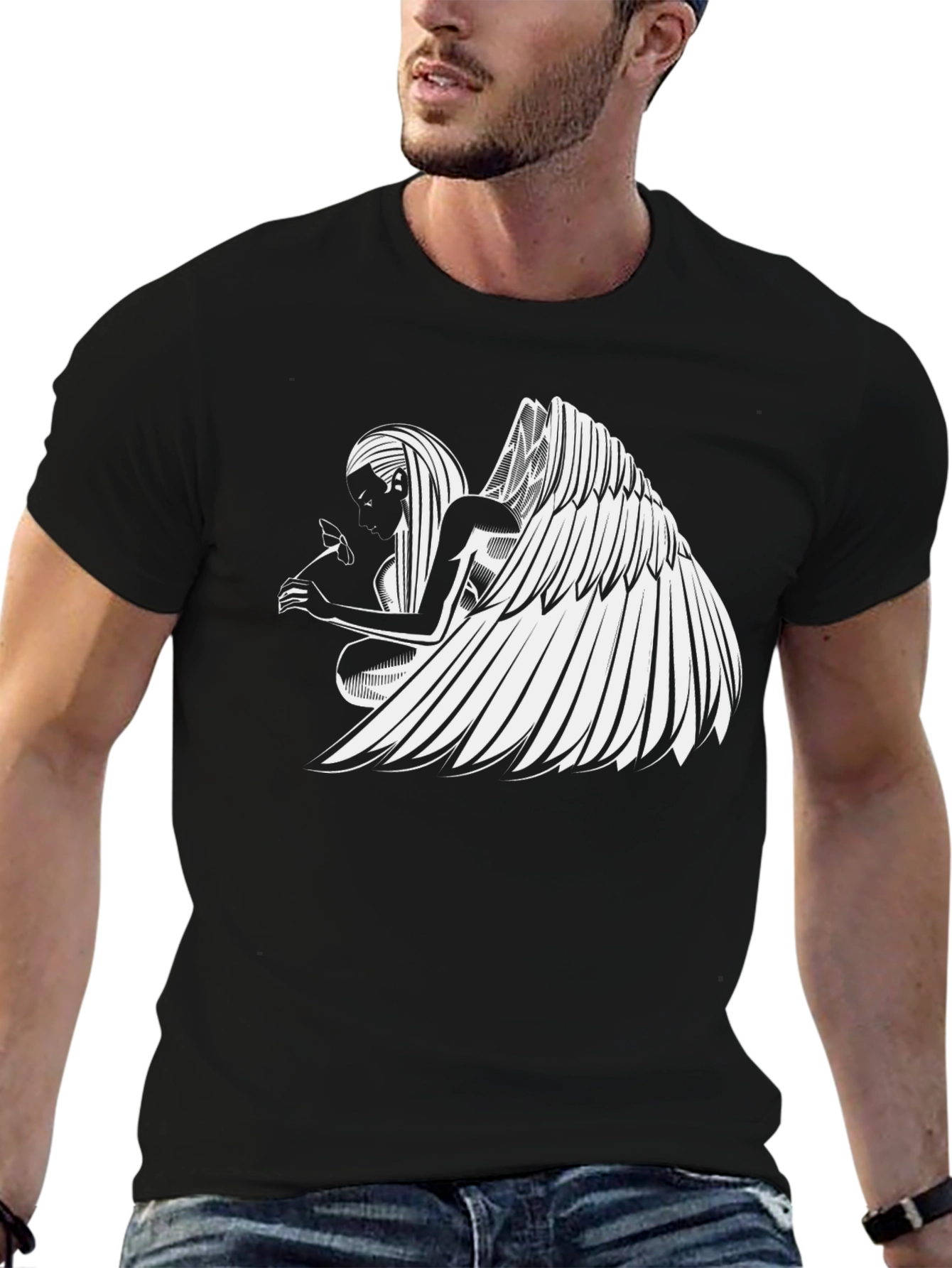 Angel Wing Graphic Black T-Shirt