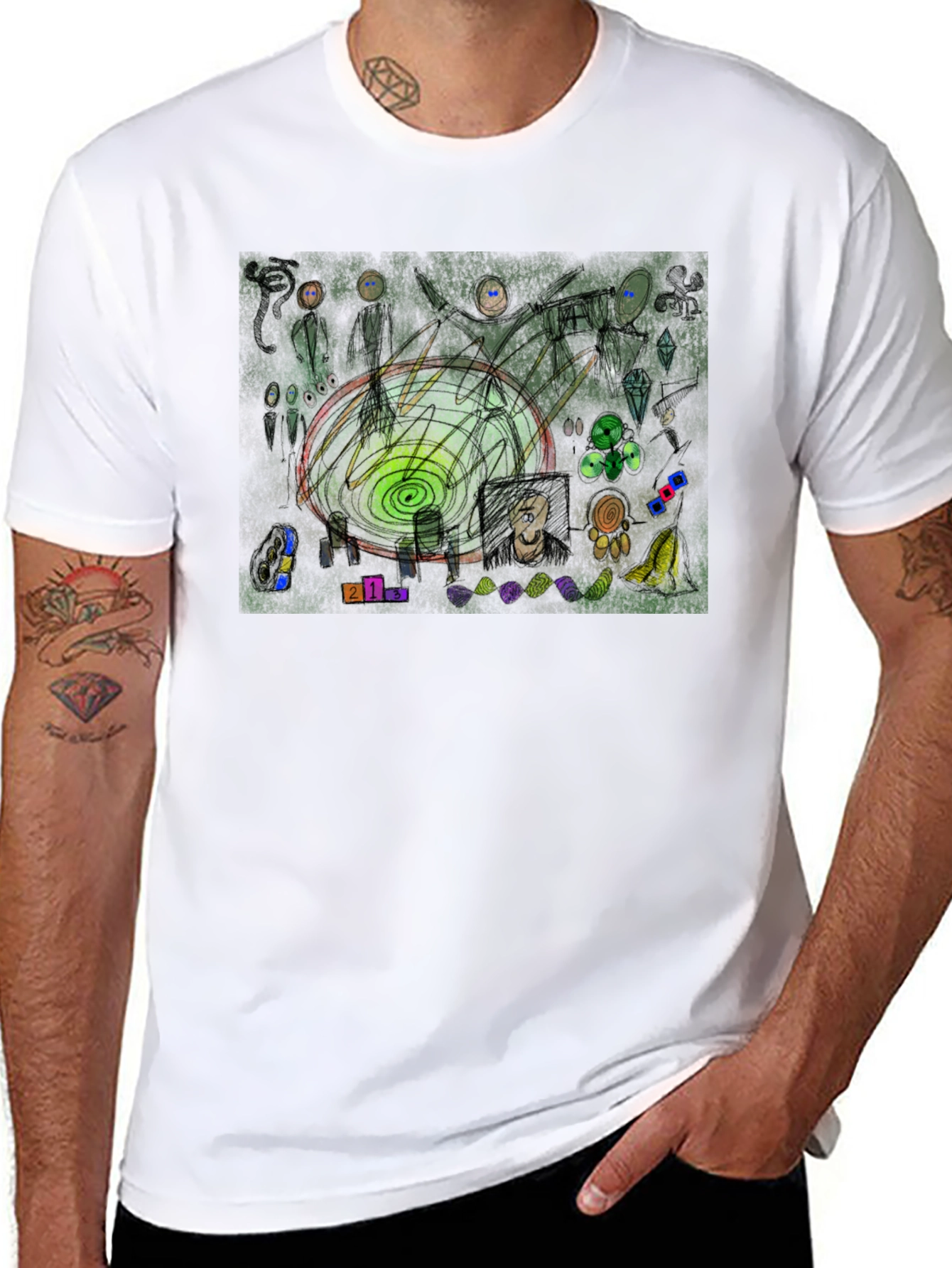 Abstract Art Graphic Print Black T-Shirt