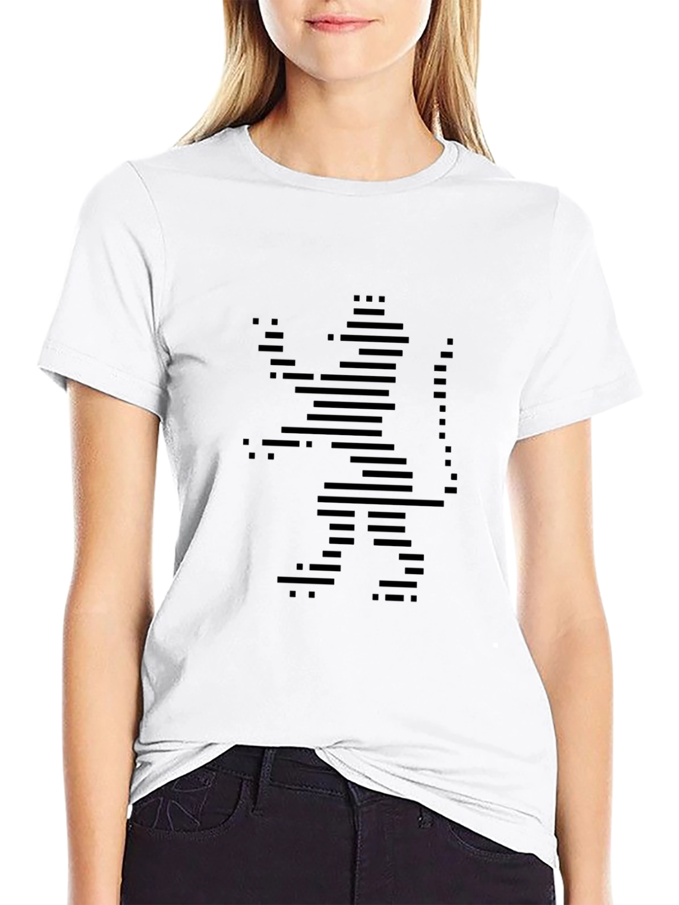 Abstract Lion Graphic Black T-Shirt