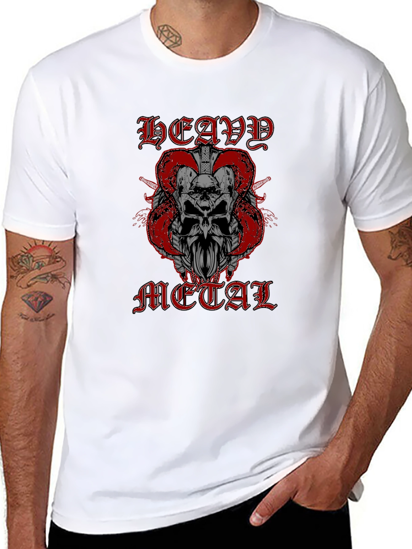 Heavy Metal Skull Graphic T-Shirt