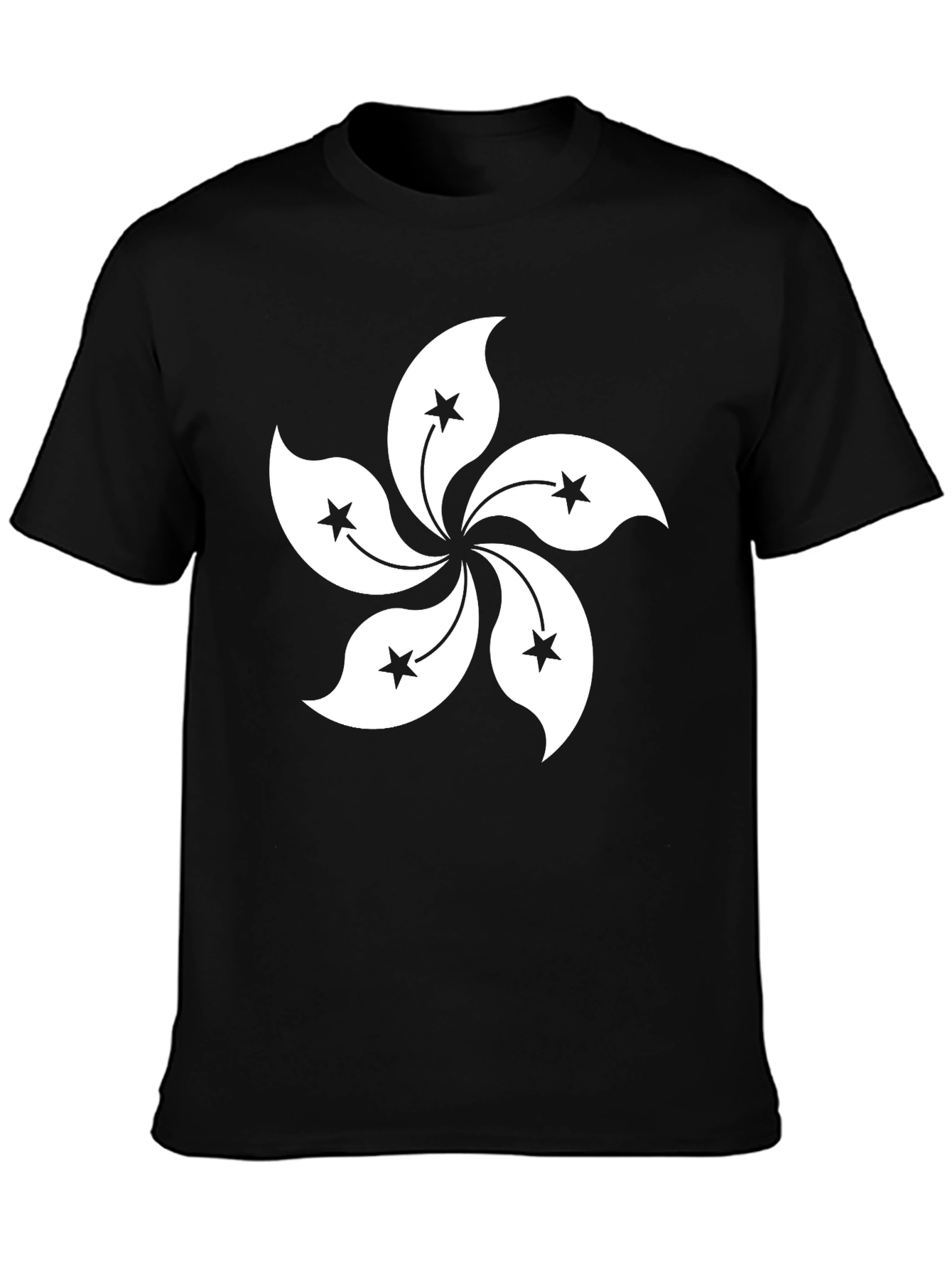 Hong Kong Flag Flower T-Shirt - Black