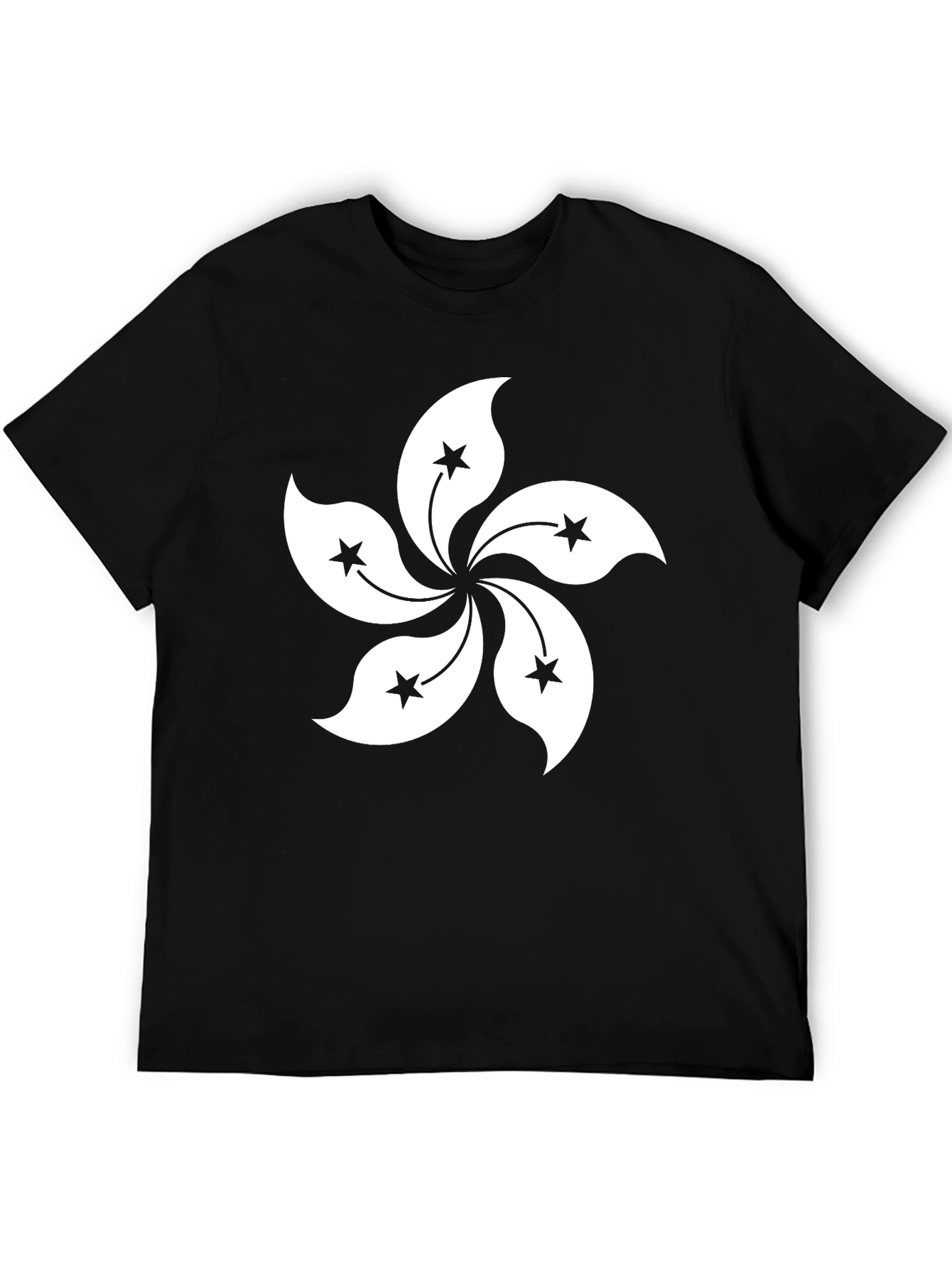 Hong Kong Flag Flower T-Shirt - Black