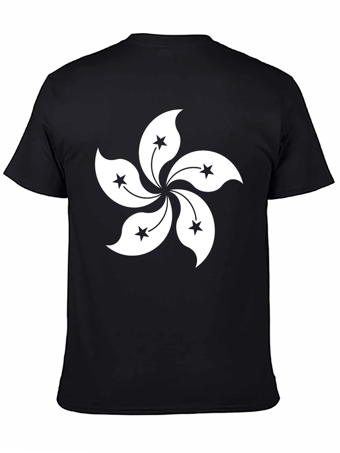 Hong Kong Flag Flower T-Shirt - Black