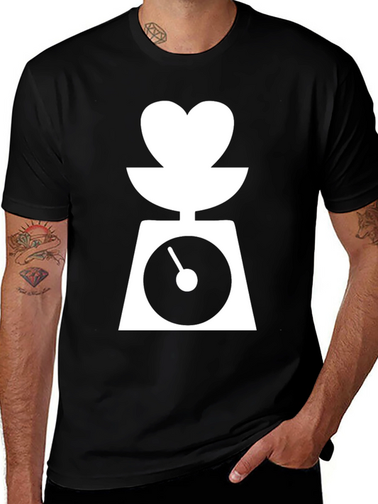 Heart Scale Black T-Shirt - Balance Your Love