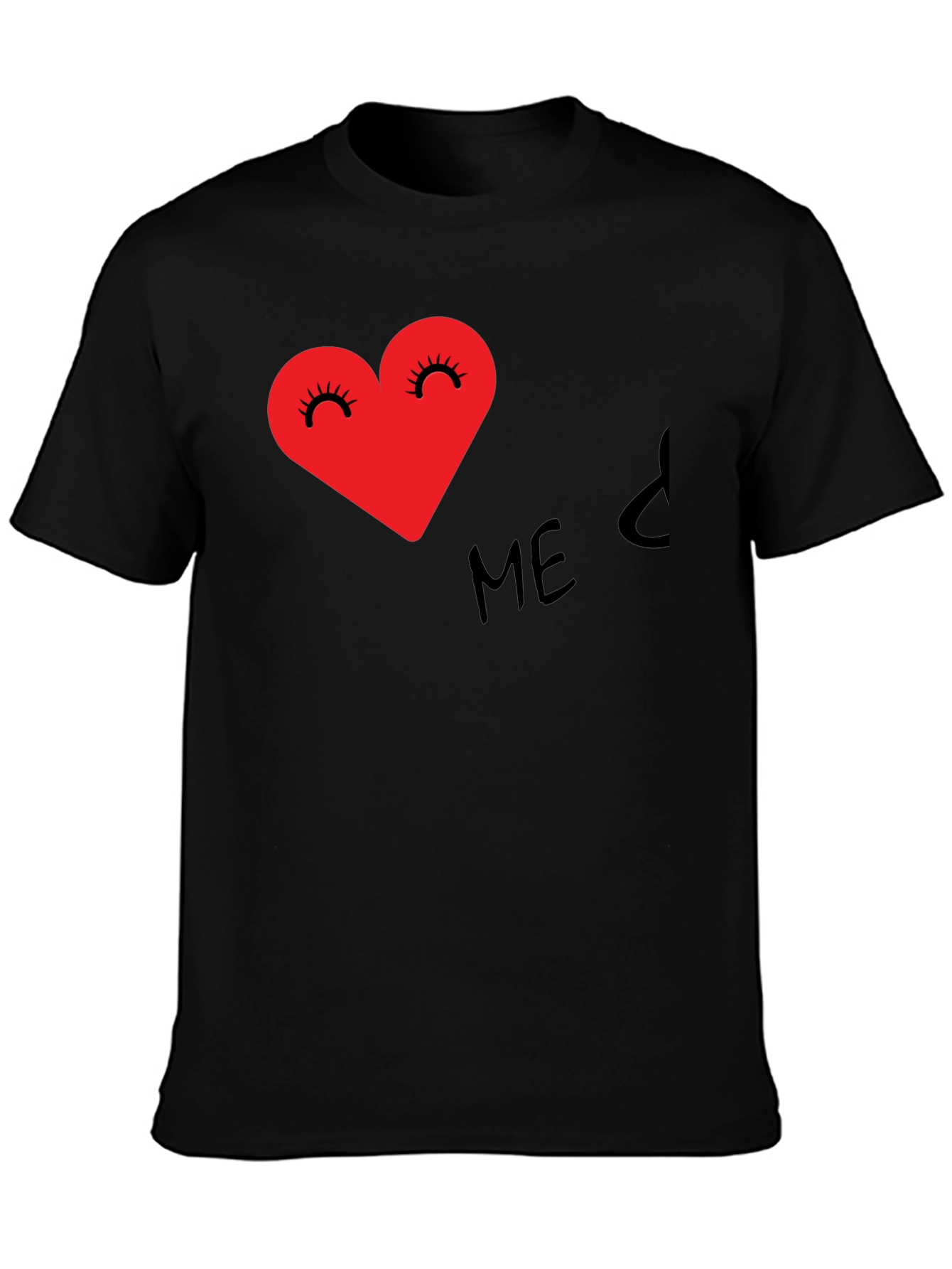 Heart-Eyed Tee - Black Expressive Graphic T-Shirt