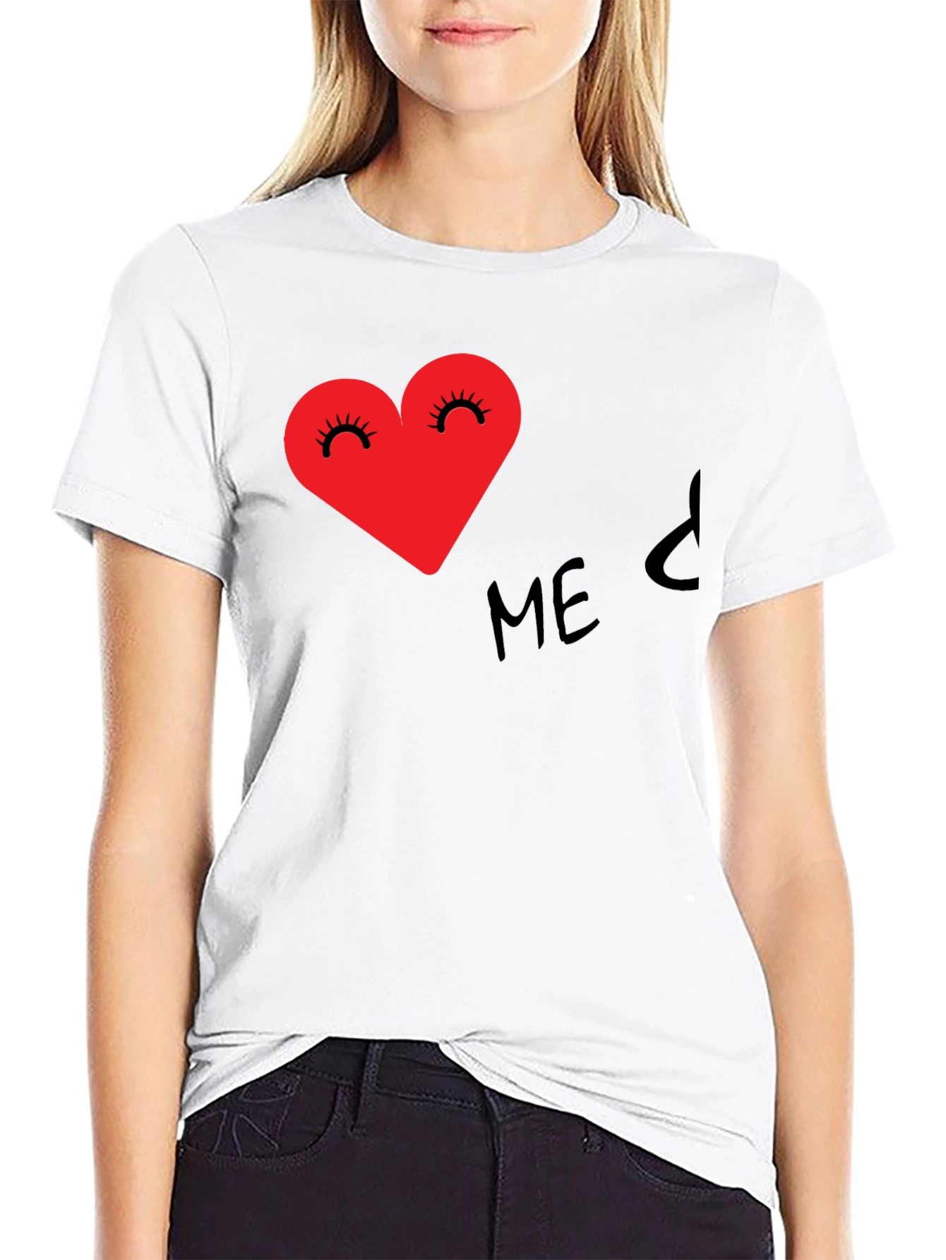 Heart-Eyed Tee - Black Expressive Graphic T-Shirt
