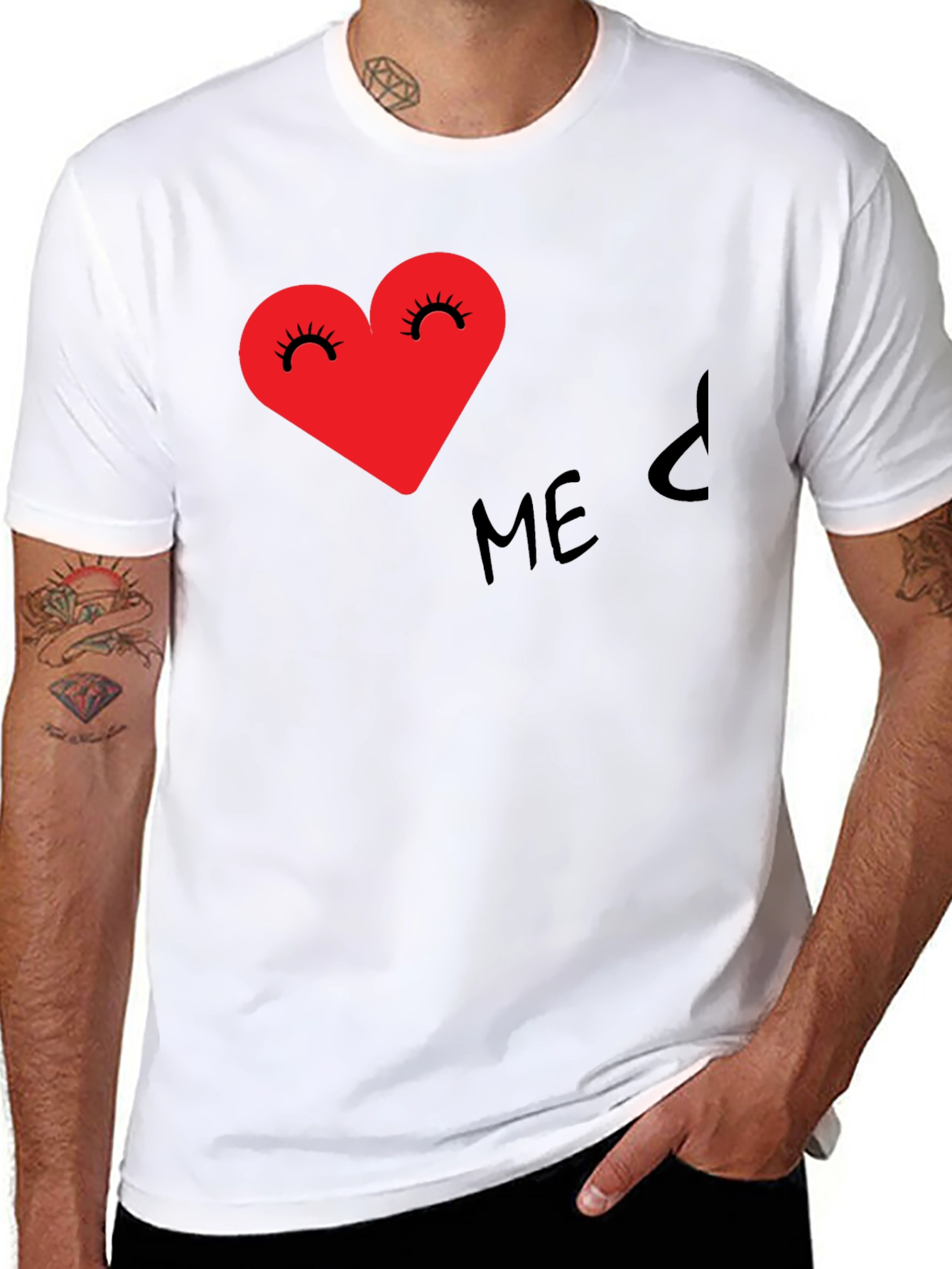Heart-Eyed Tee - Black Expressive Graphic T-Shirt