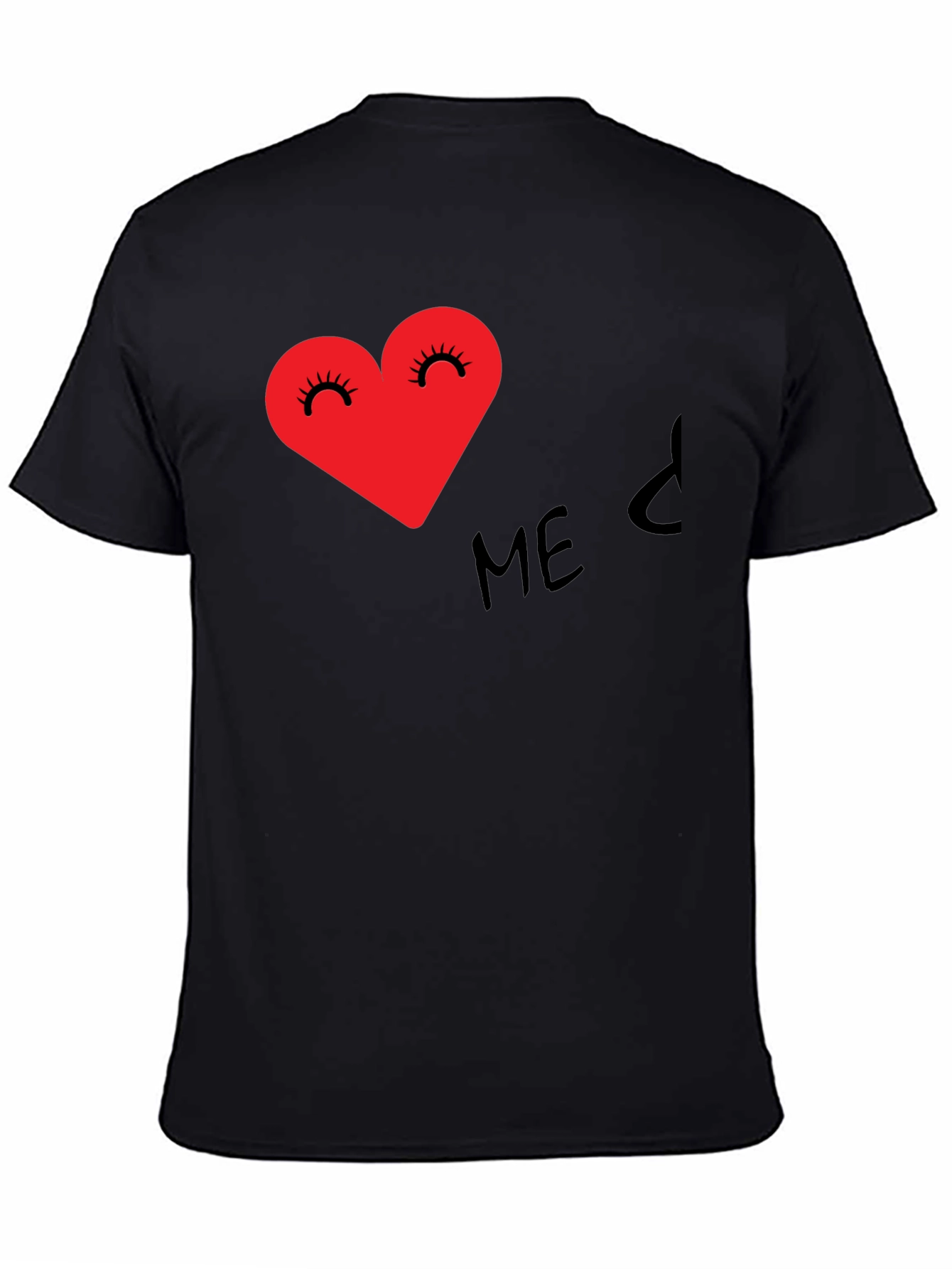 Heart-Eyed Tee - Black Expressive Graphic T-Shirt