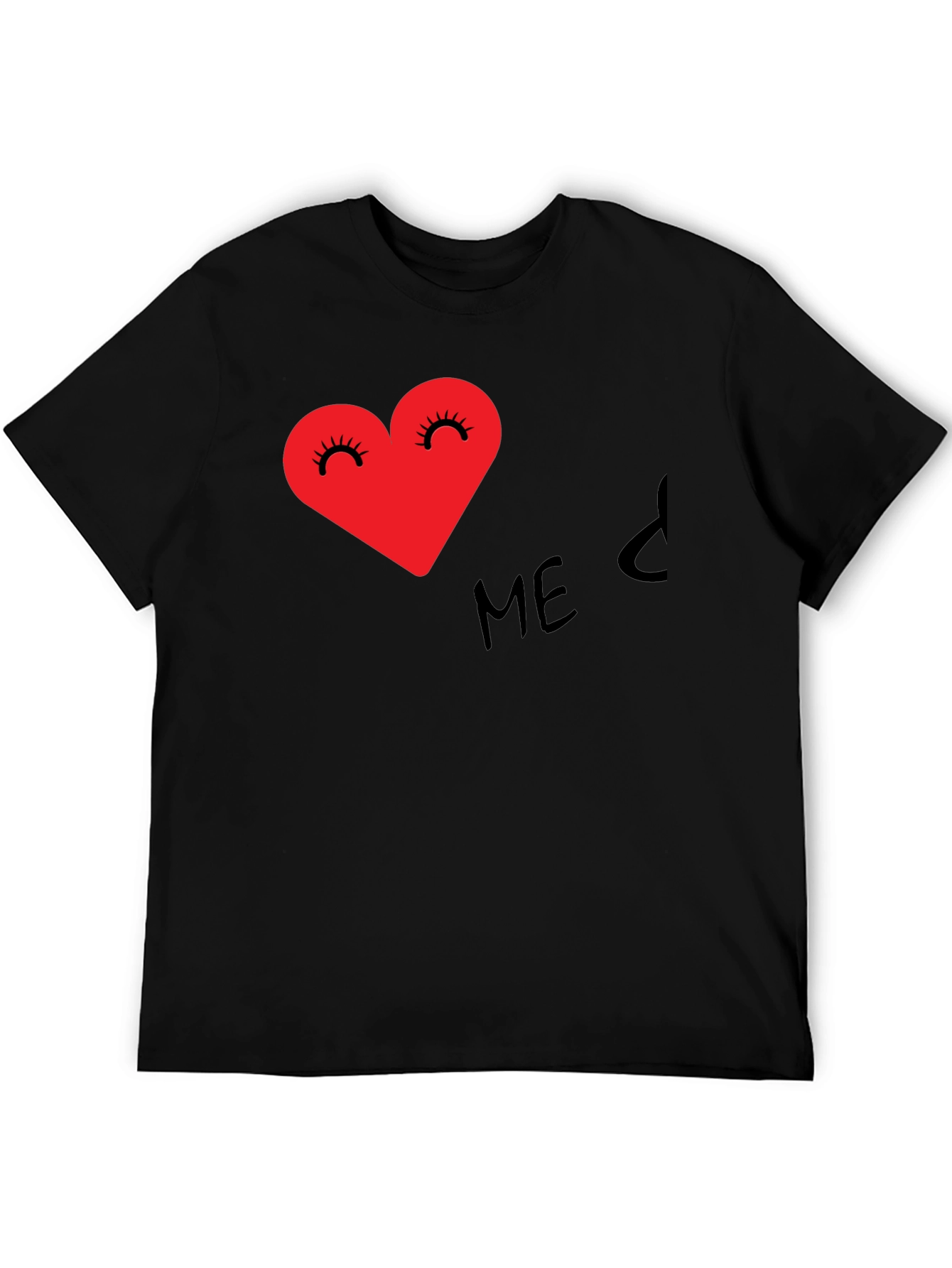 Heart-Eyed Tee - Black Expressive Graphic T-Shirt