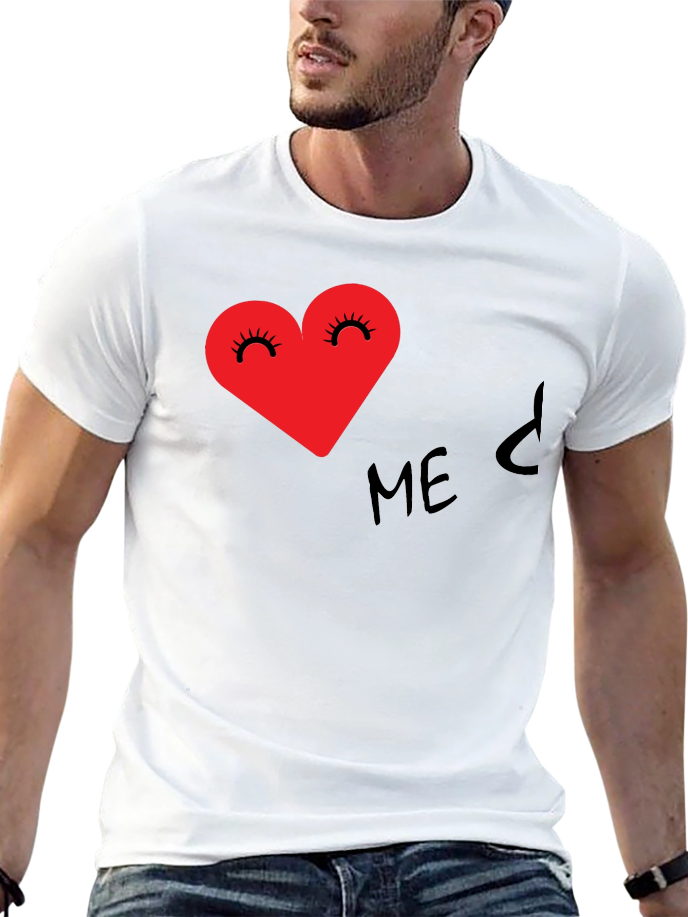 Heart-Eyed Tee - Black Expressive Graphic T-Shirt