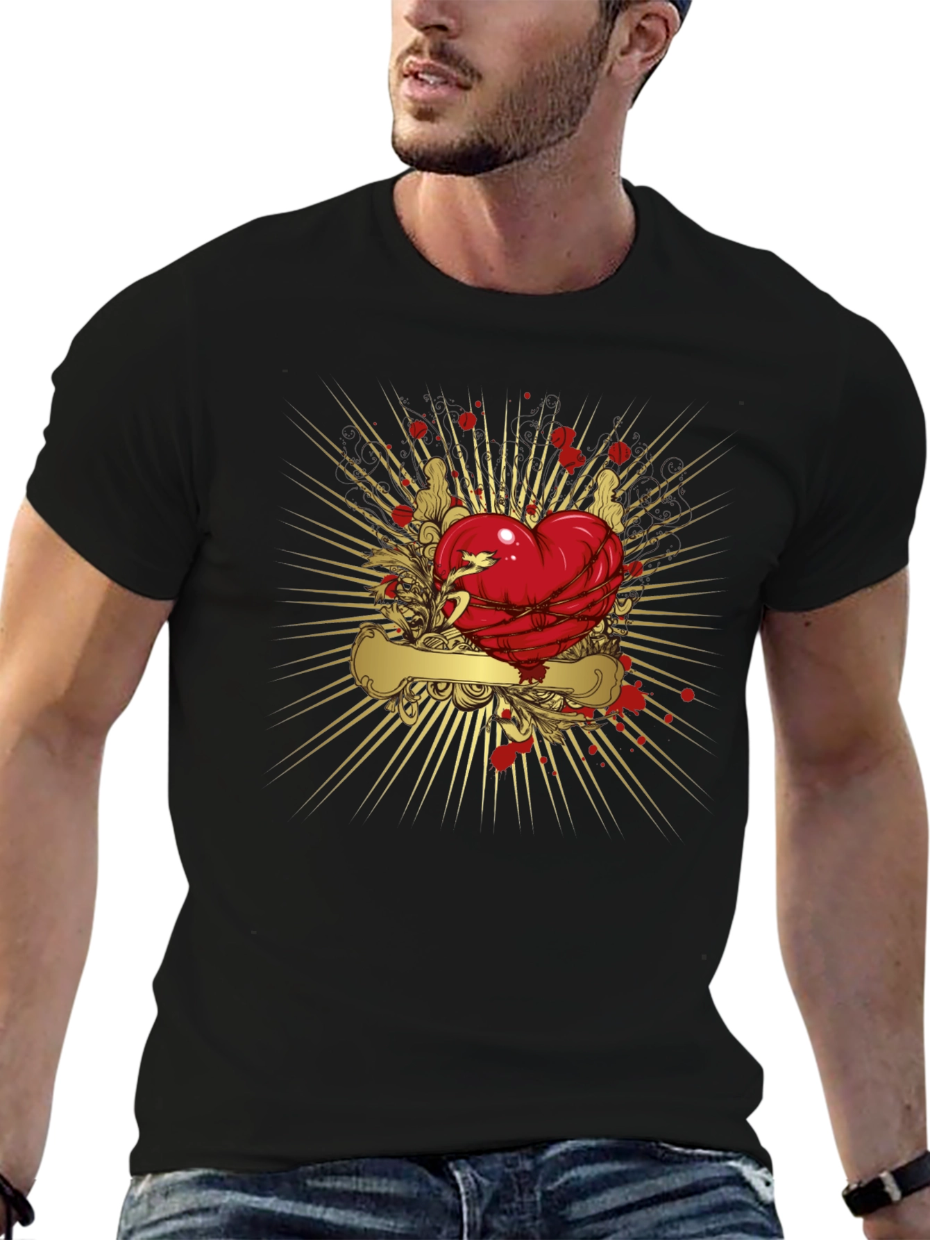 Heart & Barbed Wire Graphic T-Shirt