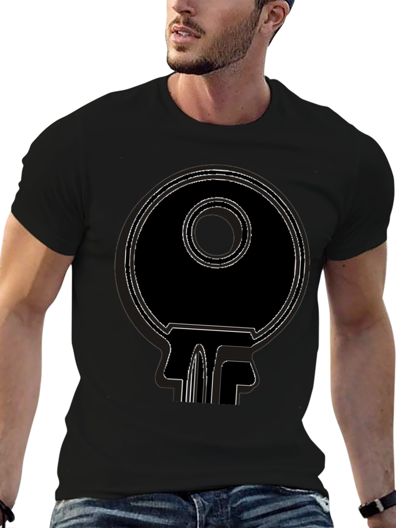 Abstract Key Graphic Tee - Modern Style