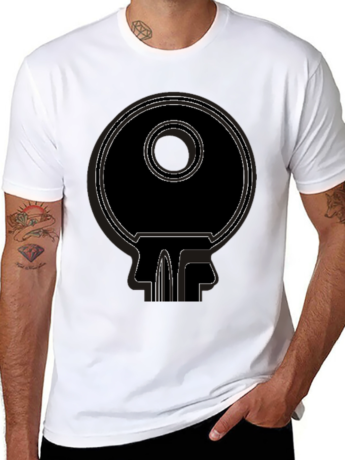 Abstract Key Graphic Tee - Modern Style