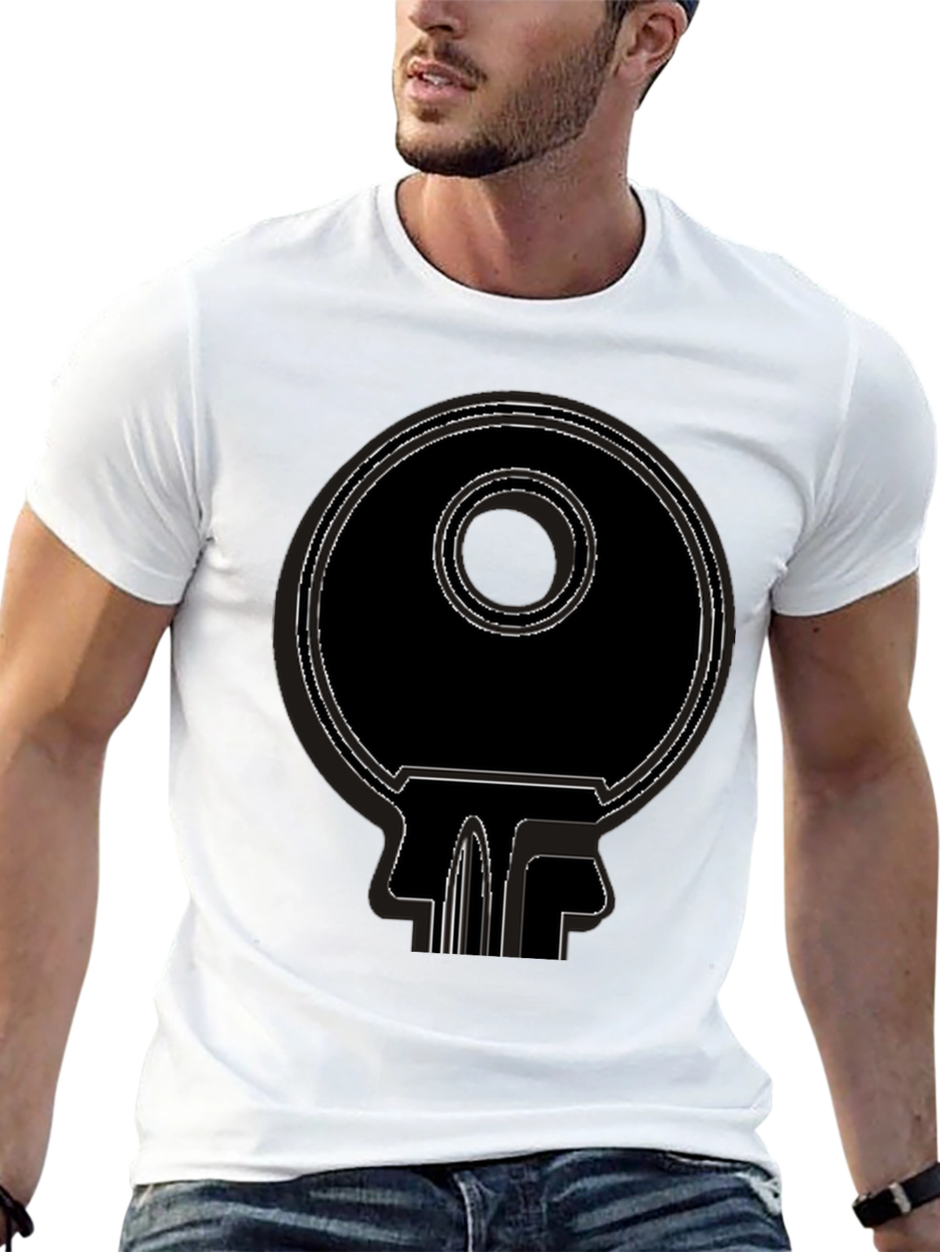 Abstract Key Graphic Tee - Modern Style