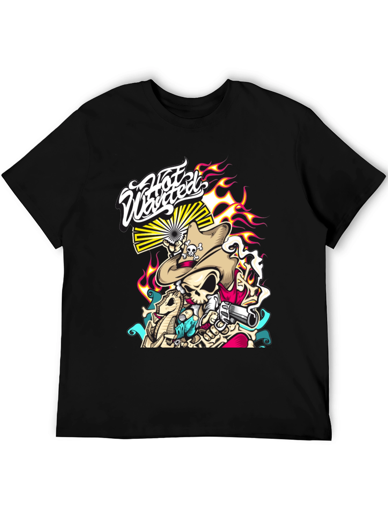 Hot Wanted Graphic Print Black T-Shirt