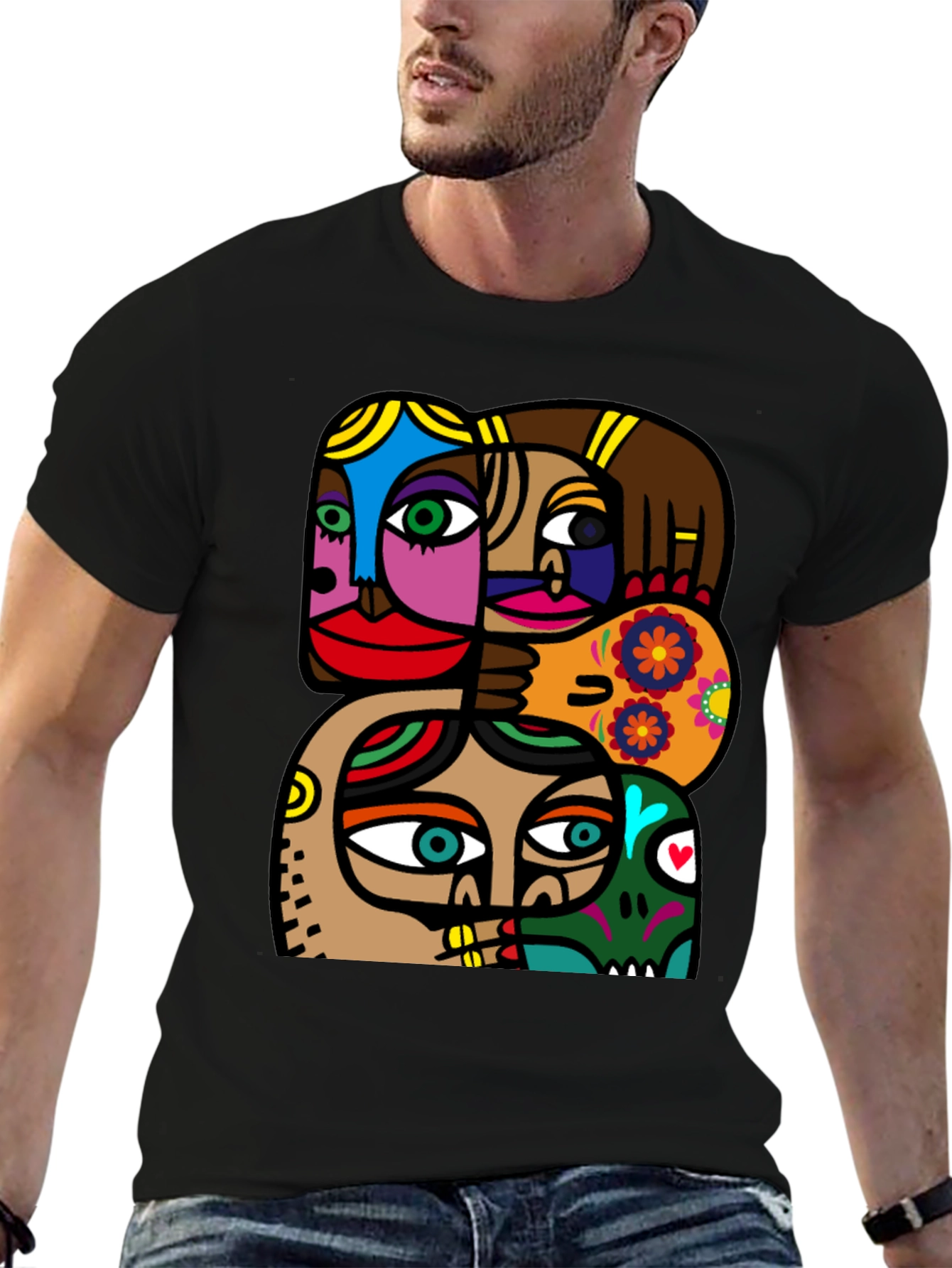 Abstract Faces Graphic T-Shirt - Modern Art Tee