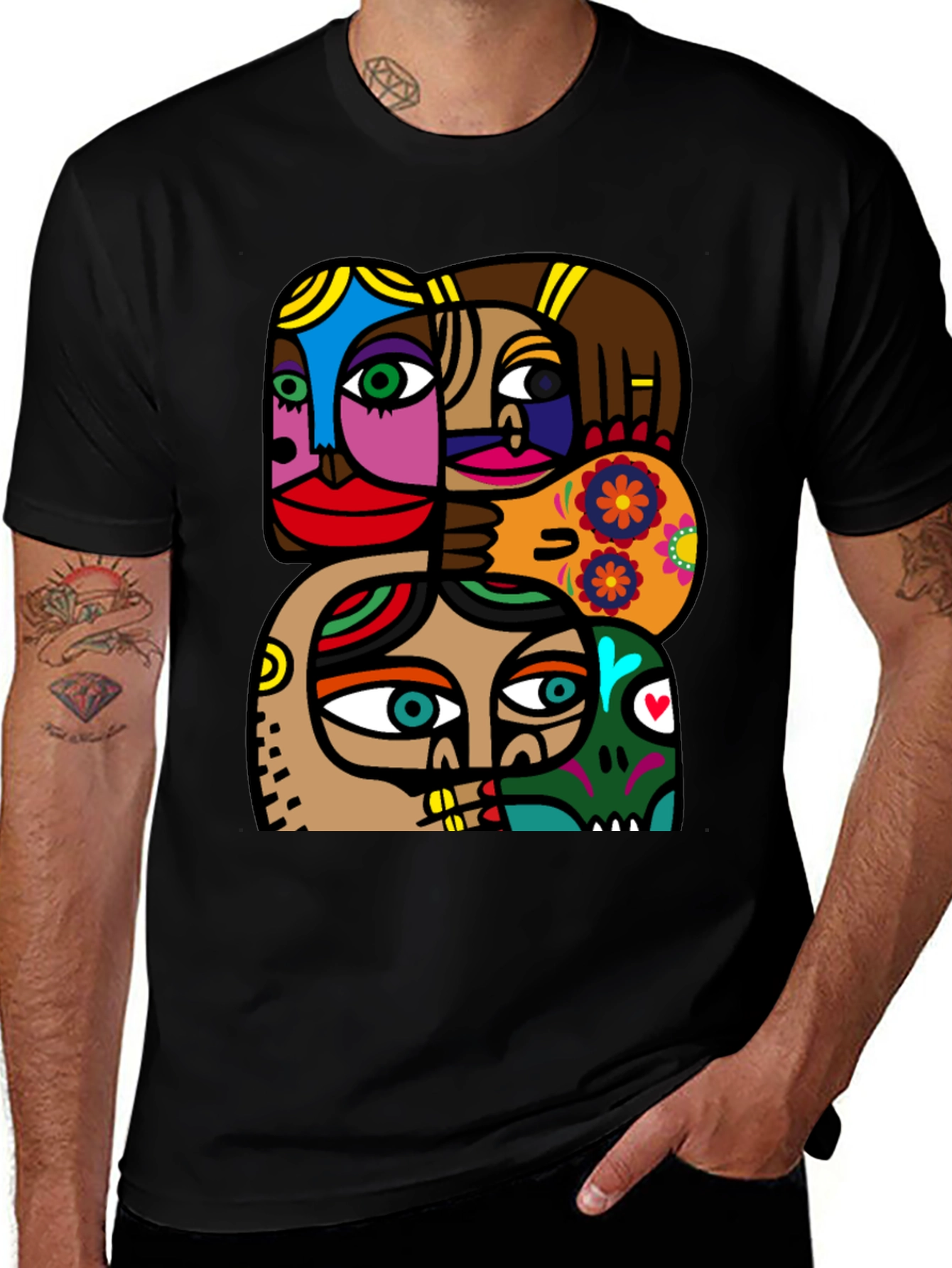 Abstract Faces Graphic T-Shirt - Modern Art Tee