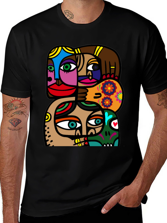 Abstract Faces Graphic T-Shirt - Modern Art Tee