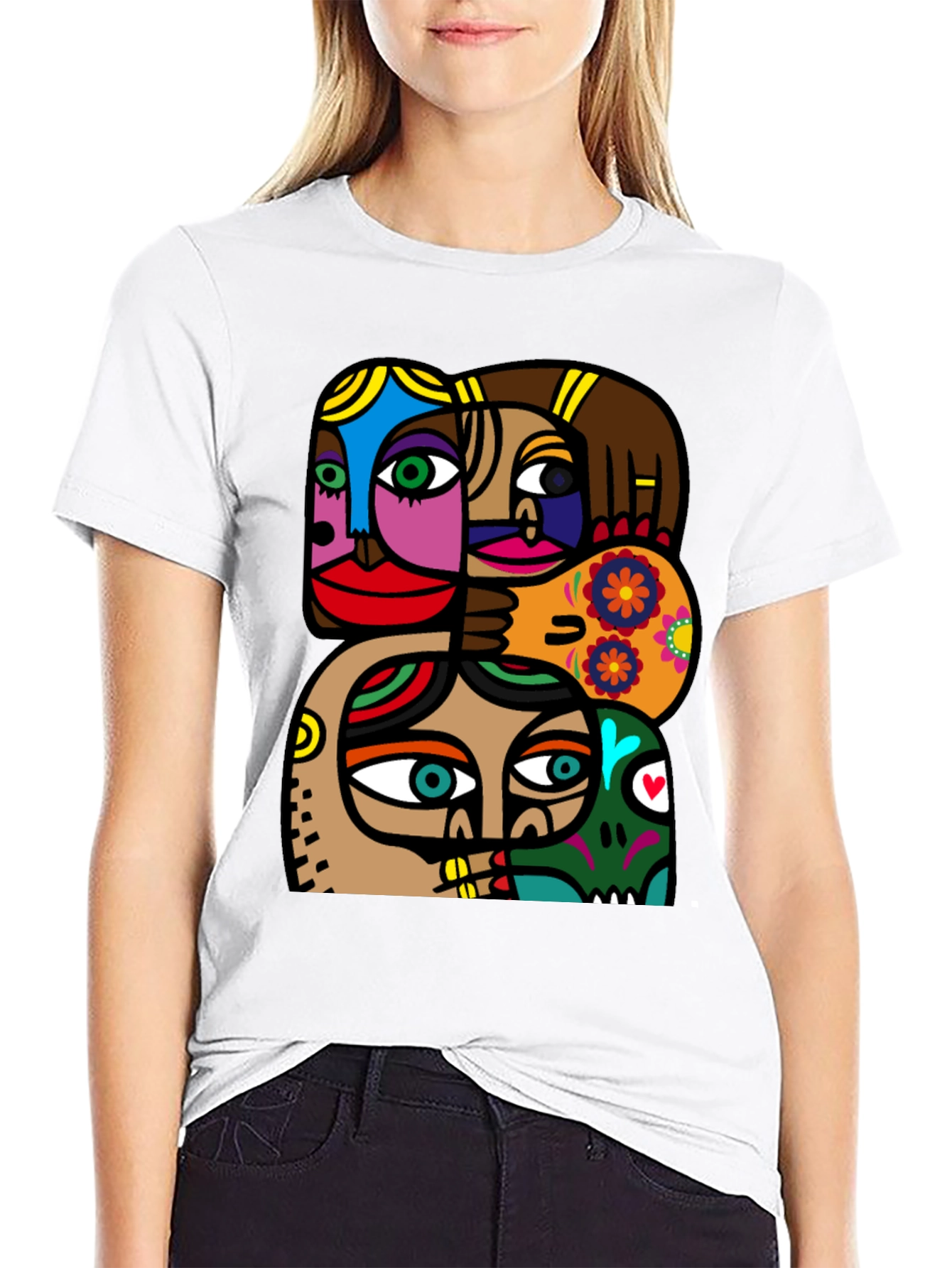Abstract Faces Graphic T-Shirt - Modern Art Tee