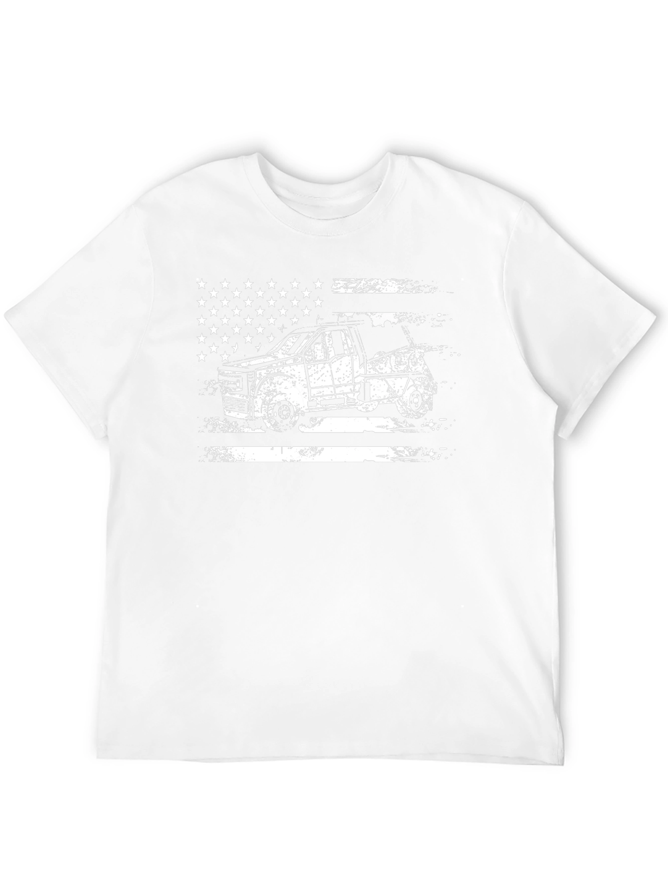 American Flag Tow Truck Black T-Shirt