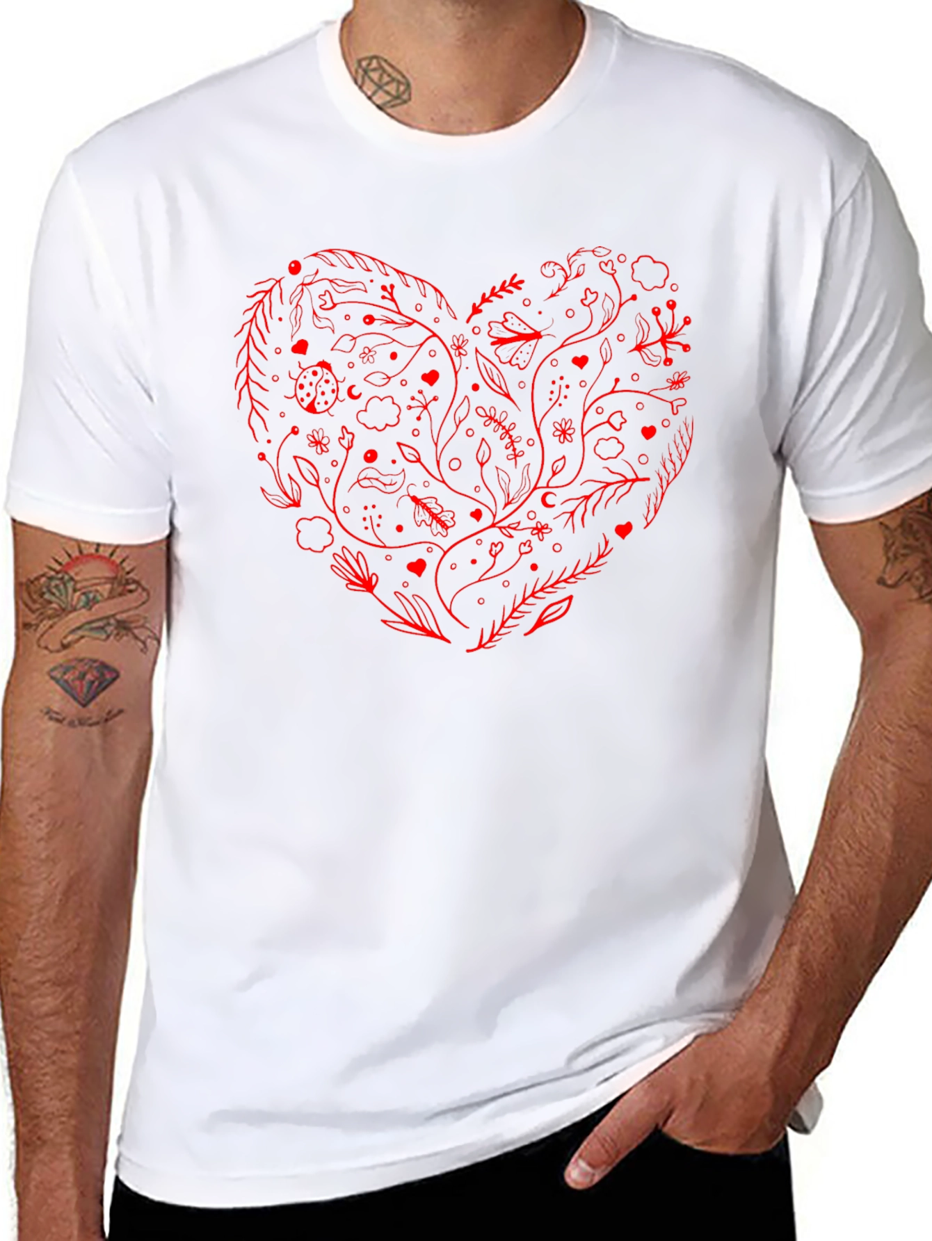 Heart Floral Graphic Tee - Black